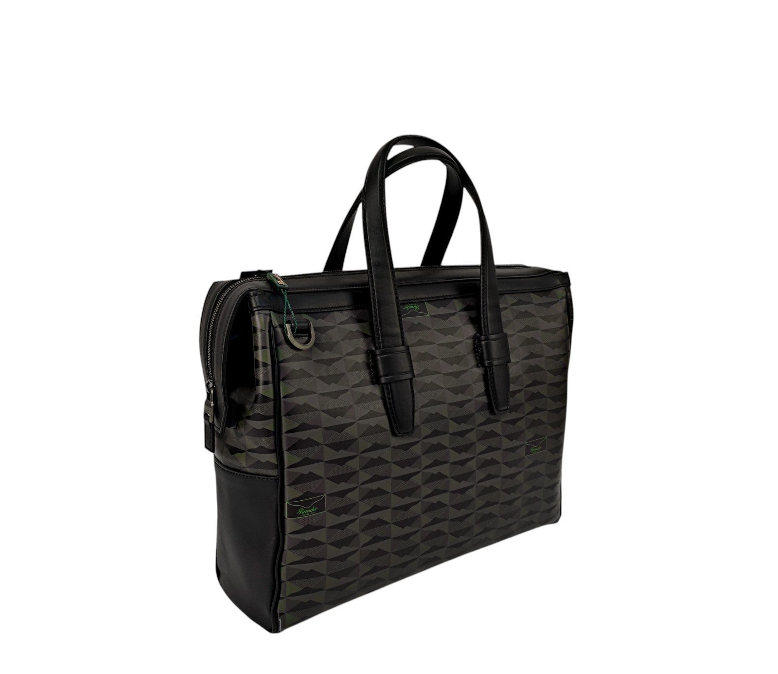1250$ PINEIDER FIRENZE 1774 "New Empress" Calf PC Briefcase Bag Black / Green