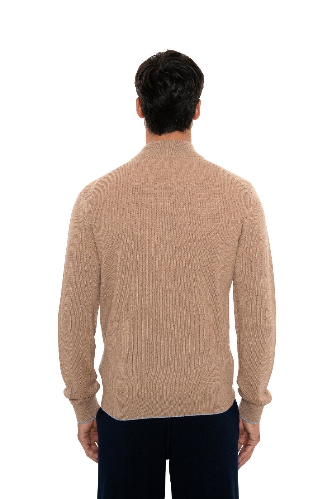 $2200 FEDELI "One Open" Beige Cardigan Sweater Zip 100% Cashmere 40 US / 50 EU