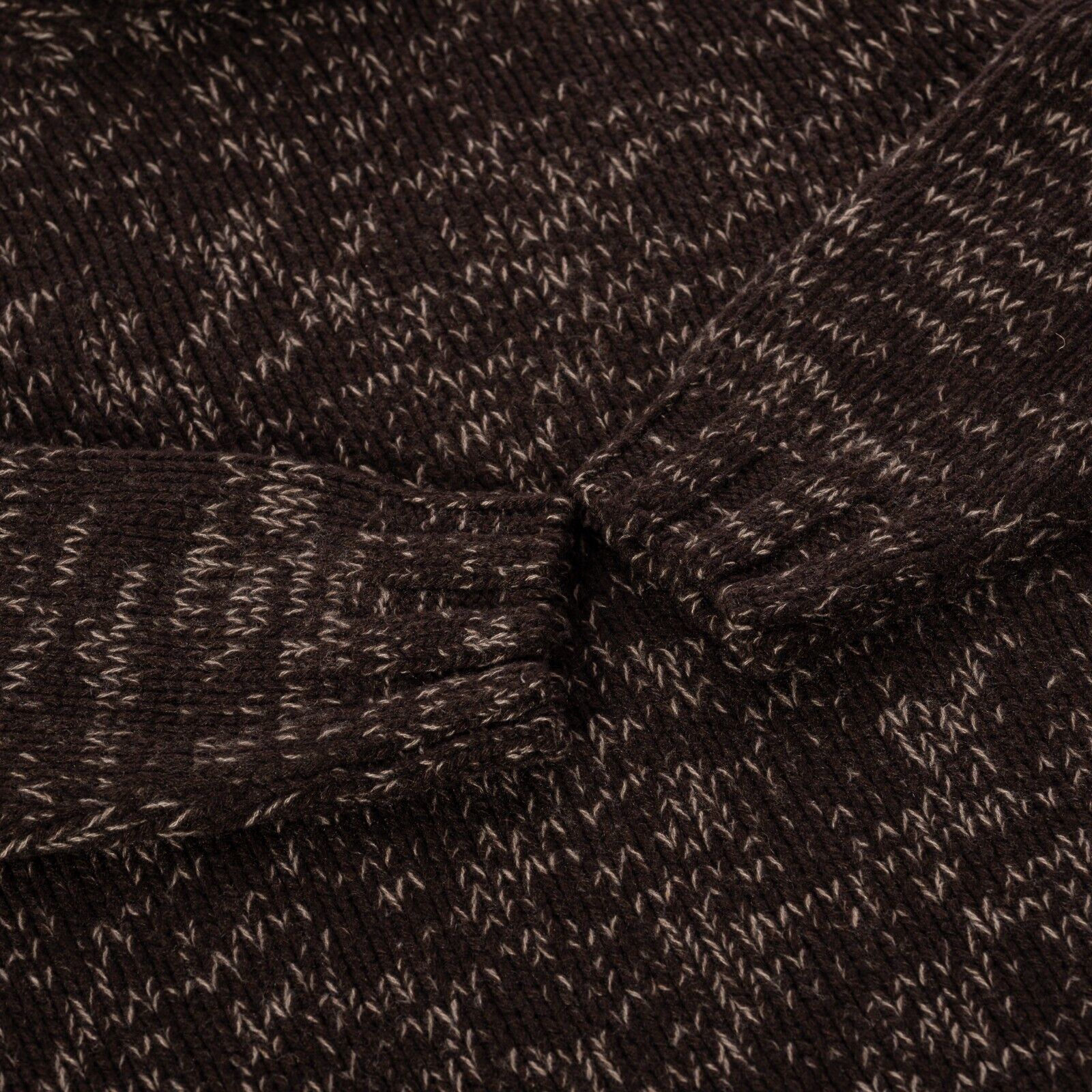 $1500 FEDELI CASHMERE Brown Sweater Thick Mouline Ribbed 100% Cashmere Mock Neck