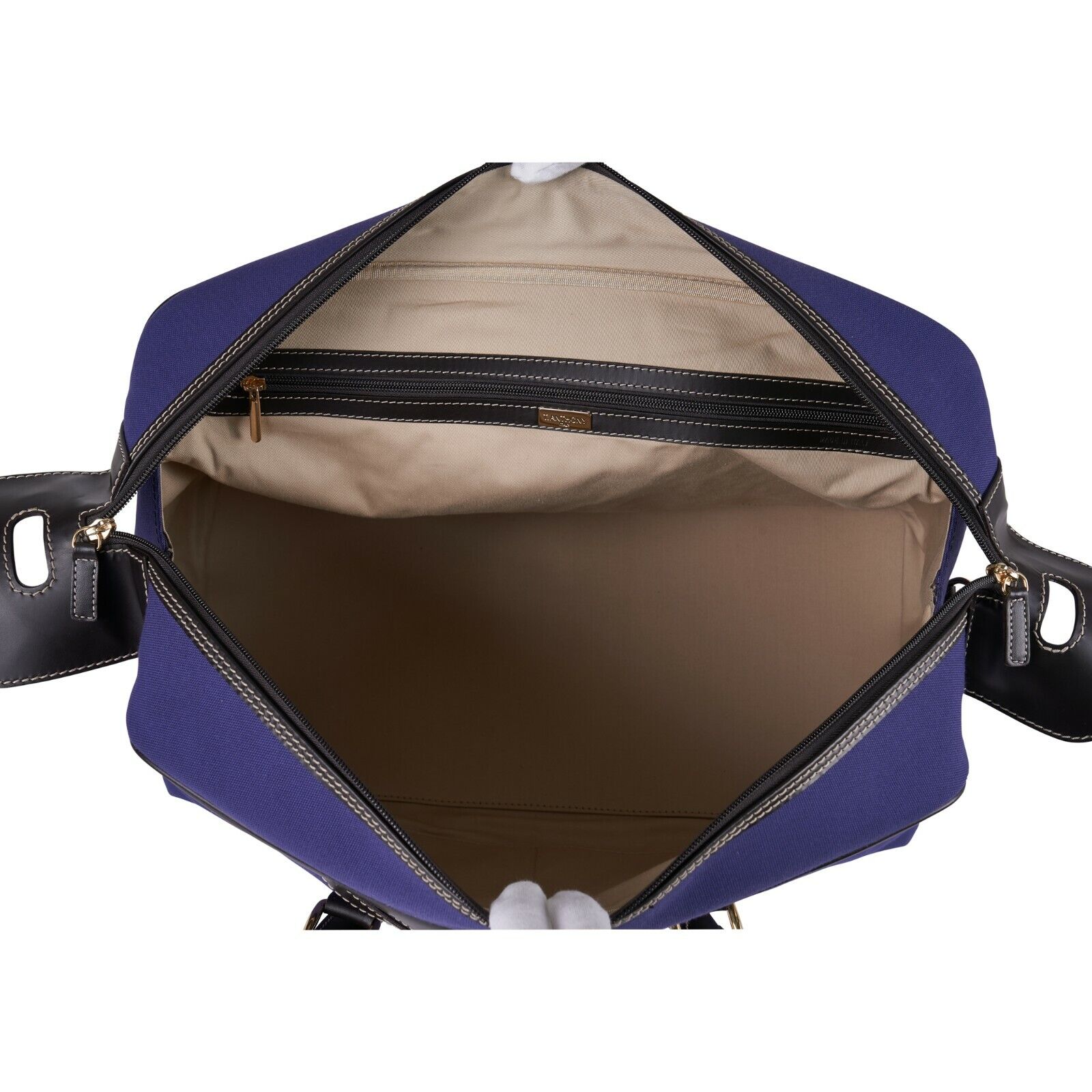 $880 LUXURY T.ANTHONY NEW YORK Violet Duffle Bag Weekender Travel Leather Canvas