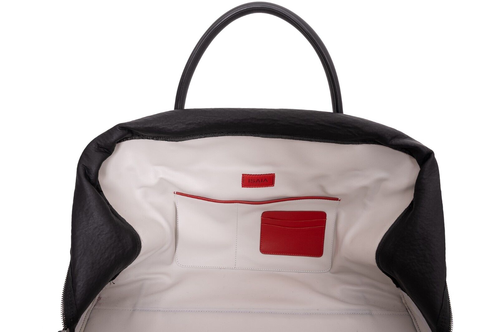 $4500 ISAIA NAPOLI Wine / Gray Large Duffle Bag Travel Weekend Leather / Wool