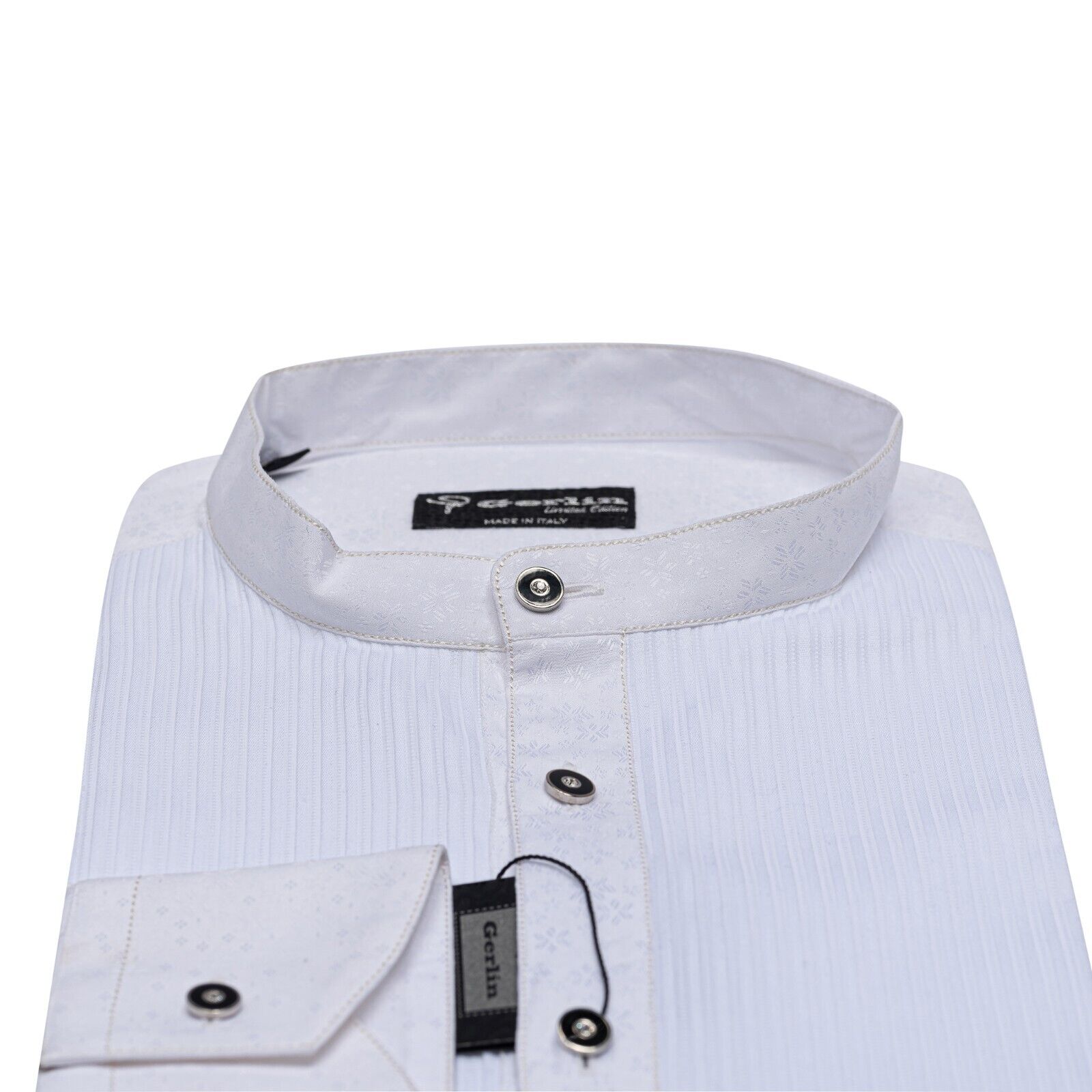 690$ LUXURY GERLIN Shirt Korean White Plissè Cotton 16 - 41 1O BIJAN