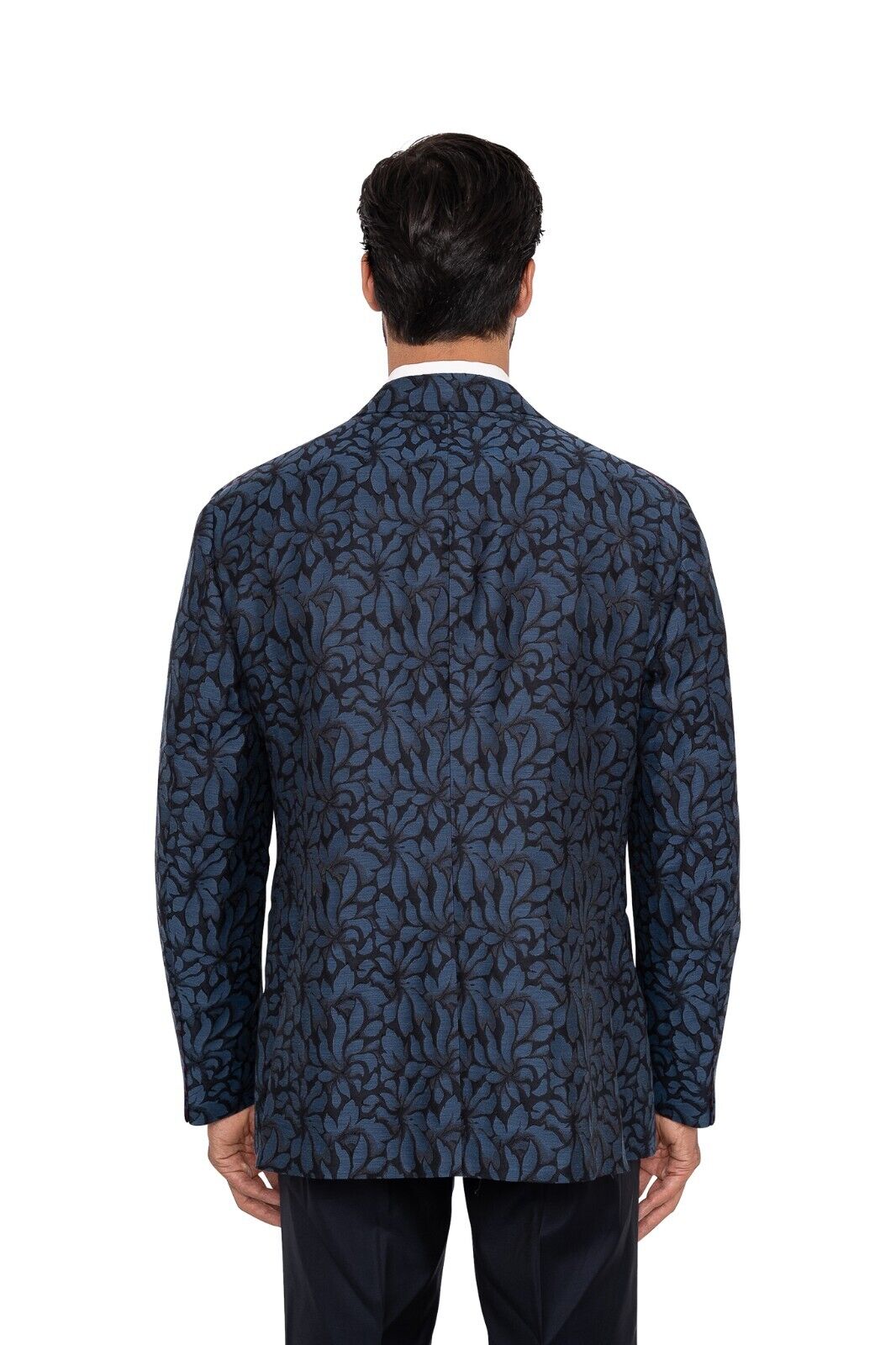 $6200 ISAIA NAPOLI Blue Tuxedo Jacket Jacquard Wool Silk Cotton 46 US / 56 EU 8R