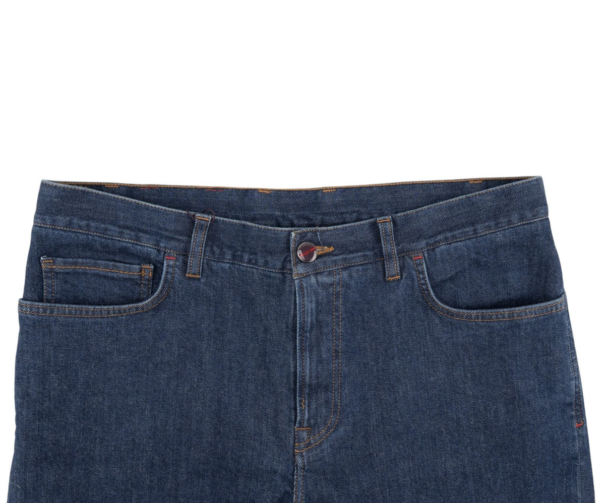 795$ ISAIA NAPOLI Blue Denim 5 Pocket Jeans Stretch Cotton Slim Fit 34 US /50 EU