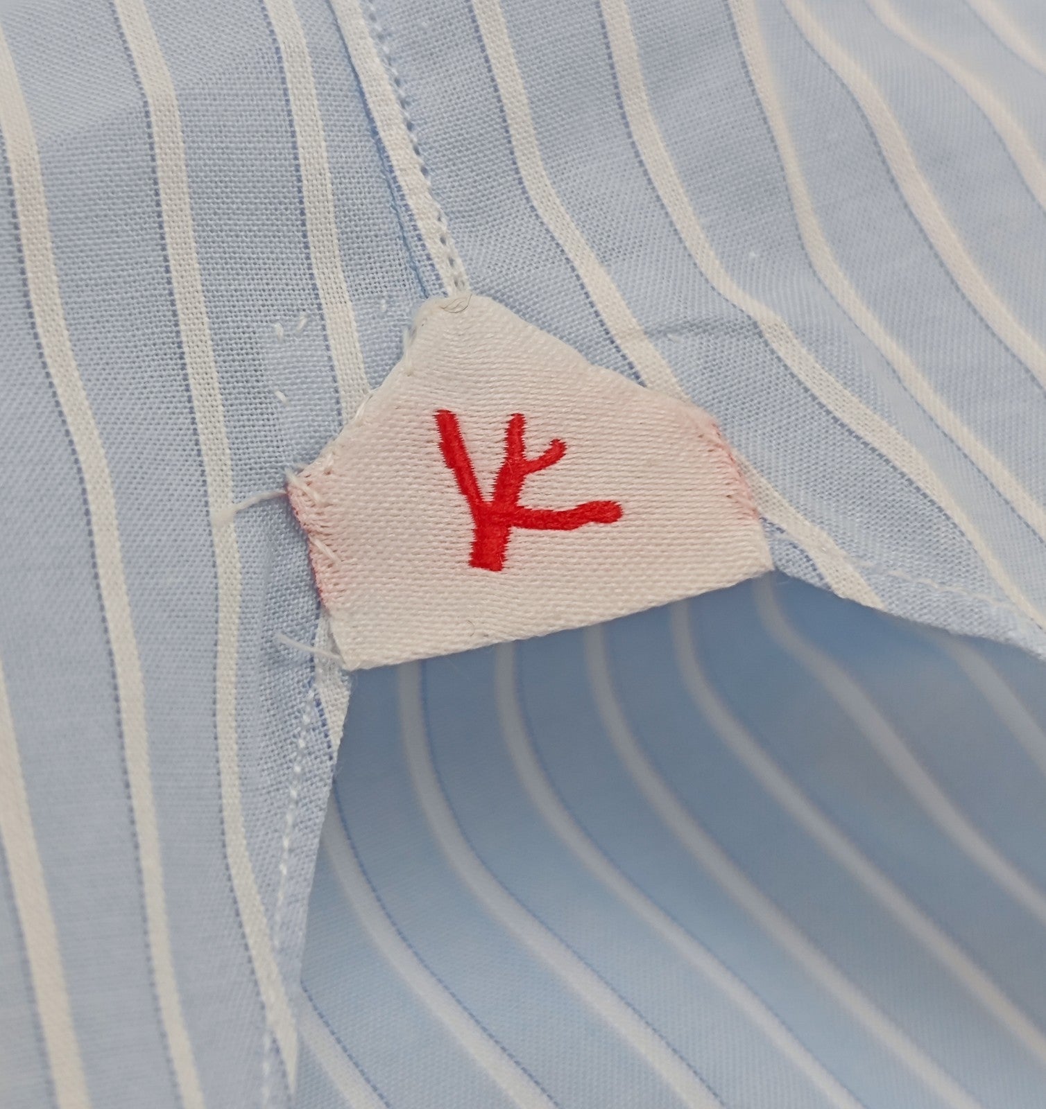 730$ ISAIA NAPOLI "Mix" Dress Shirt Contrast Blue Striped Fine Cotton 16.5 - 42