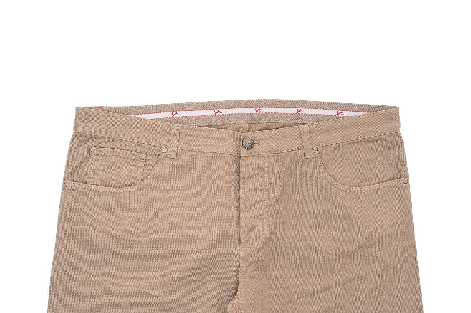 690$ ISAIA NAPOLI Brown Denim Jeans Trousers Pant Gabardine Cotton 42 US / 58 EU