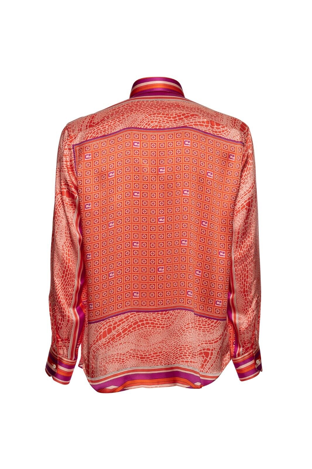 1600$ ITALY LUXURY FABIO CAVIGLIA Shirt 100% Silk COMO Satin Peach Made in Italy