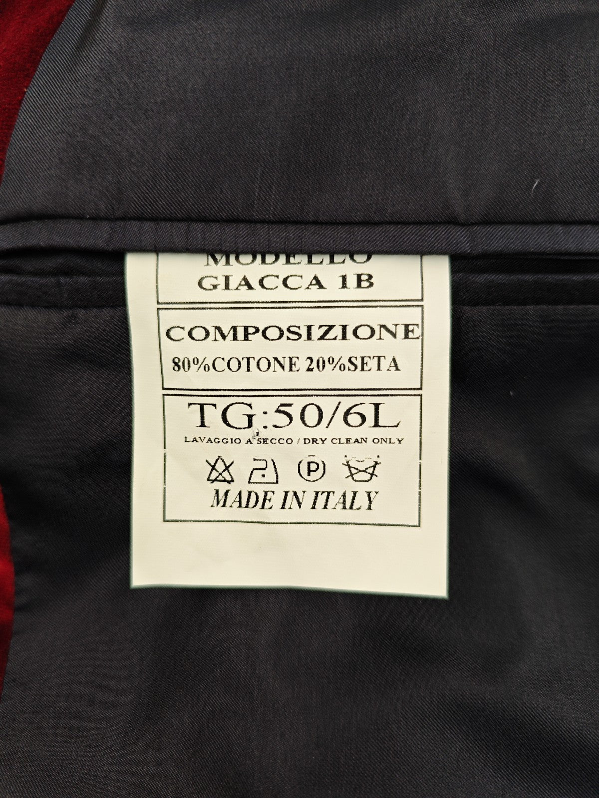$1660 RUBINACCI NAPOLI Bordeaux 1 Buttons Jacket Velvet Cotton / Silk
