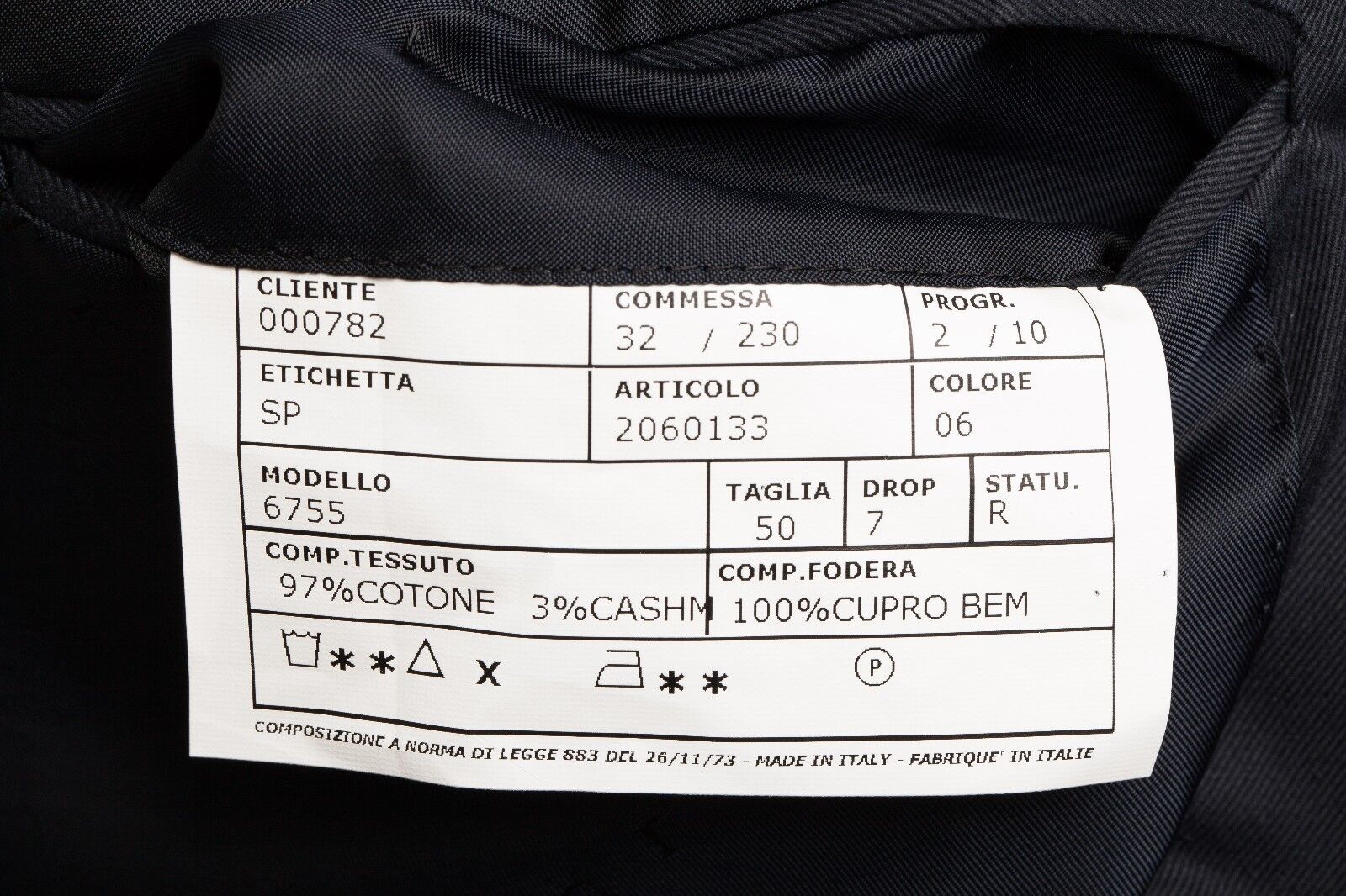 SARTORIA PARTENOPEA for SULKA Blue Navy Cashmere Cotton Jacket 40 US / 50 EU 7R