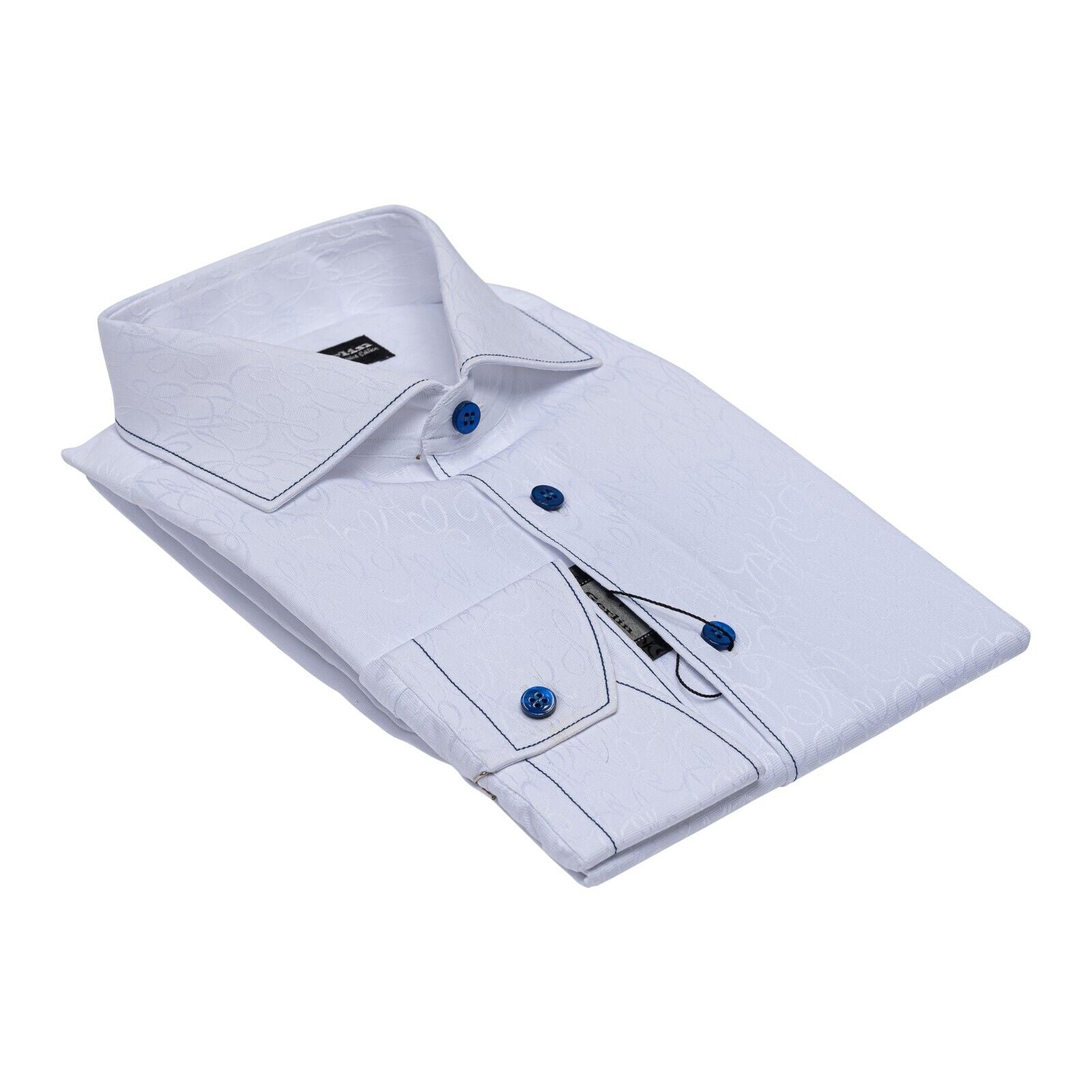 690$ LUXURY GERLIN Shirt White ALUMO JACQUARD Cotton 16 - 41 4AP BIJAN