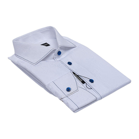 690$ LUXURY GERLIN Shirt White ALUMO JACQUARD Cotton 16 - 41 4AP BIJAN