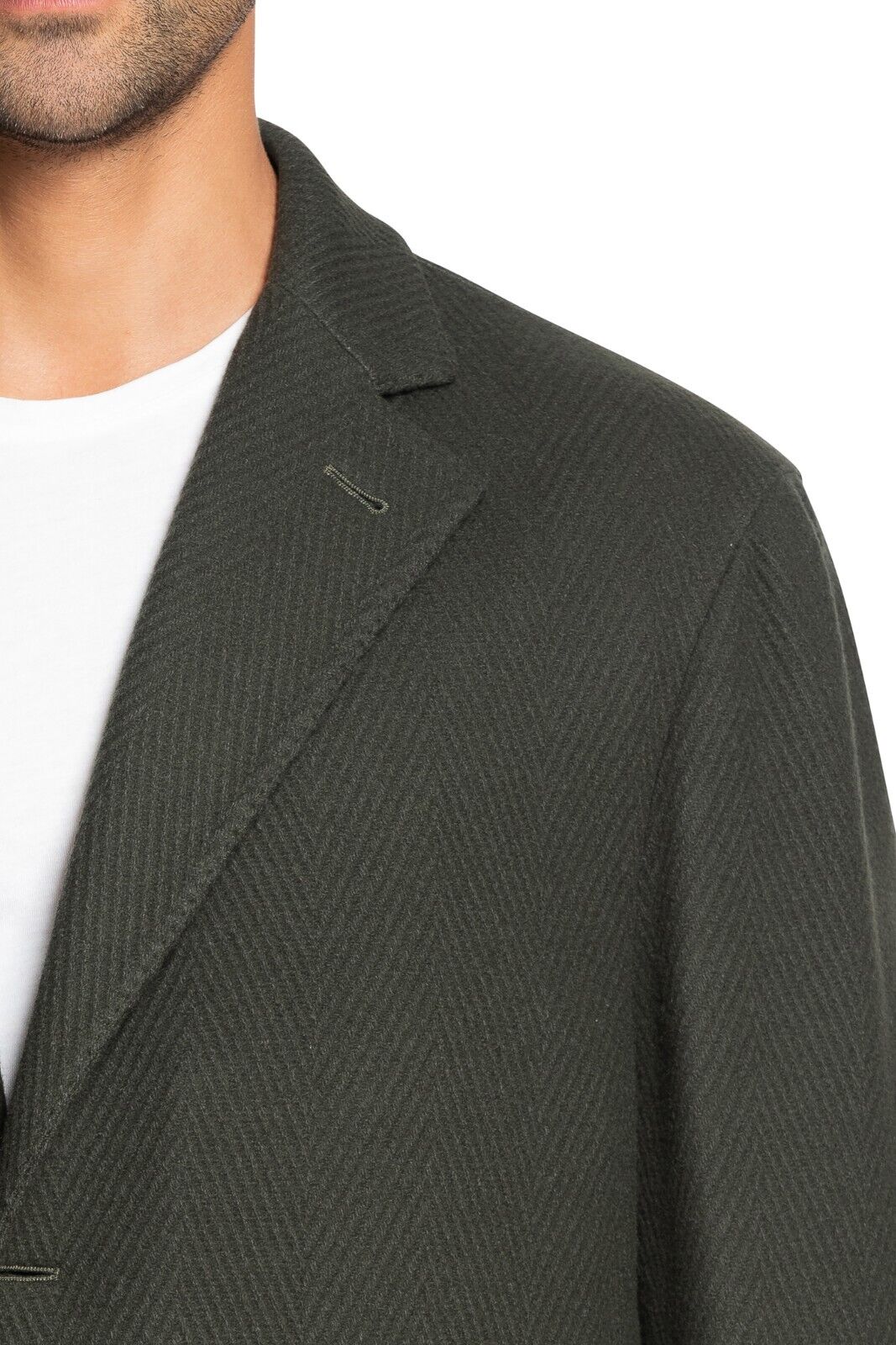 $1600 BOGLIOLI MILANO Dark Green Overcoat Coat Wool Herringbone 40 US / 50 EU