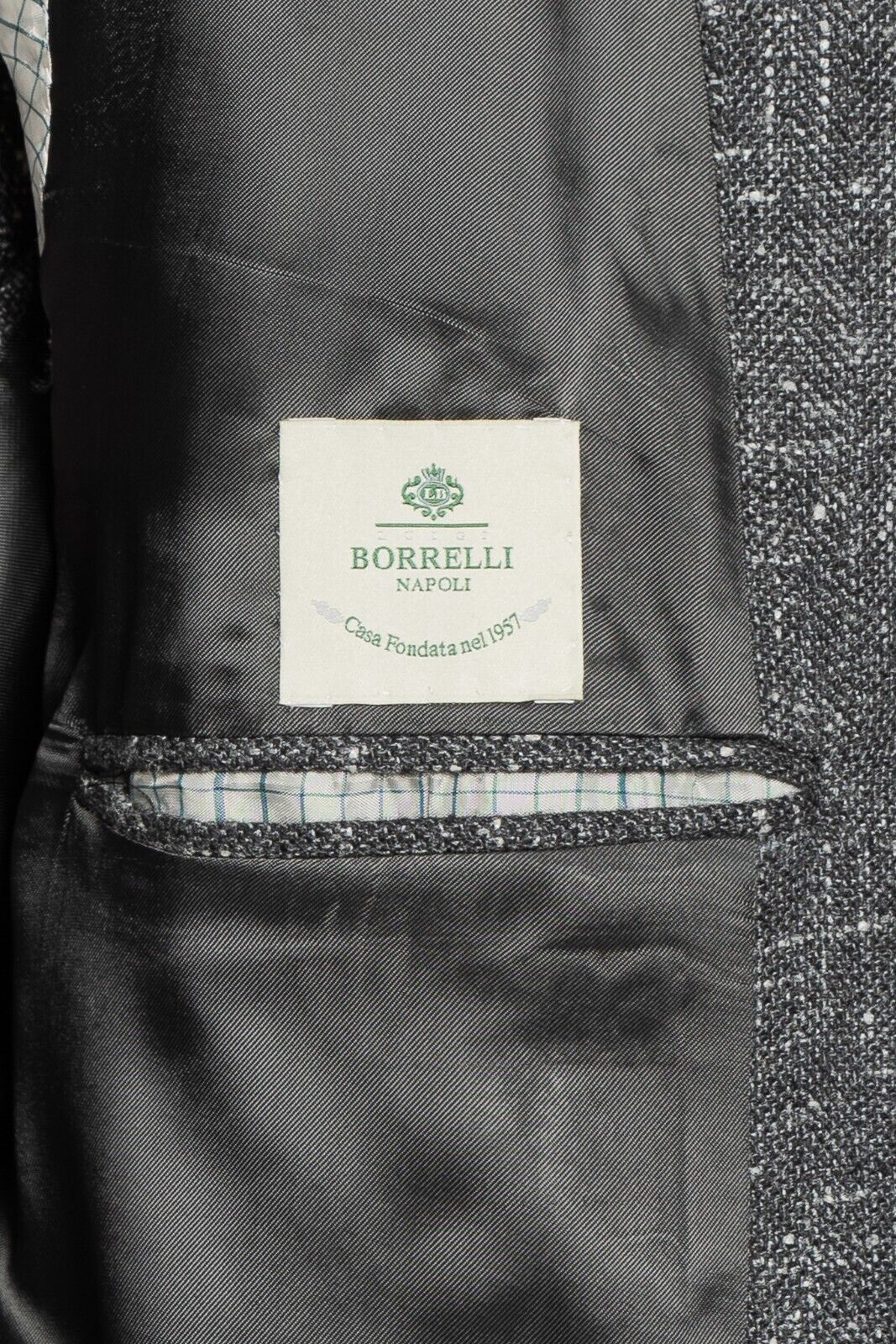 $2150 LUIGI BORRELLI "FIRENZE" Hand-Sewn Dark Gray Jacket Cashmere Silk Mohair