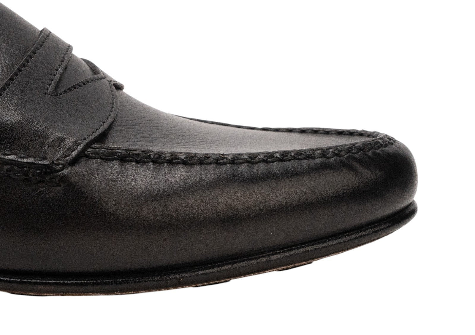 1655$ Luxury EDWARD GREEN Leather Penny Loafer Shoes Handmade Black