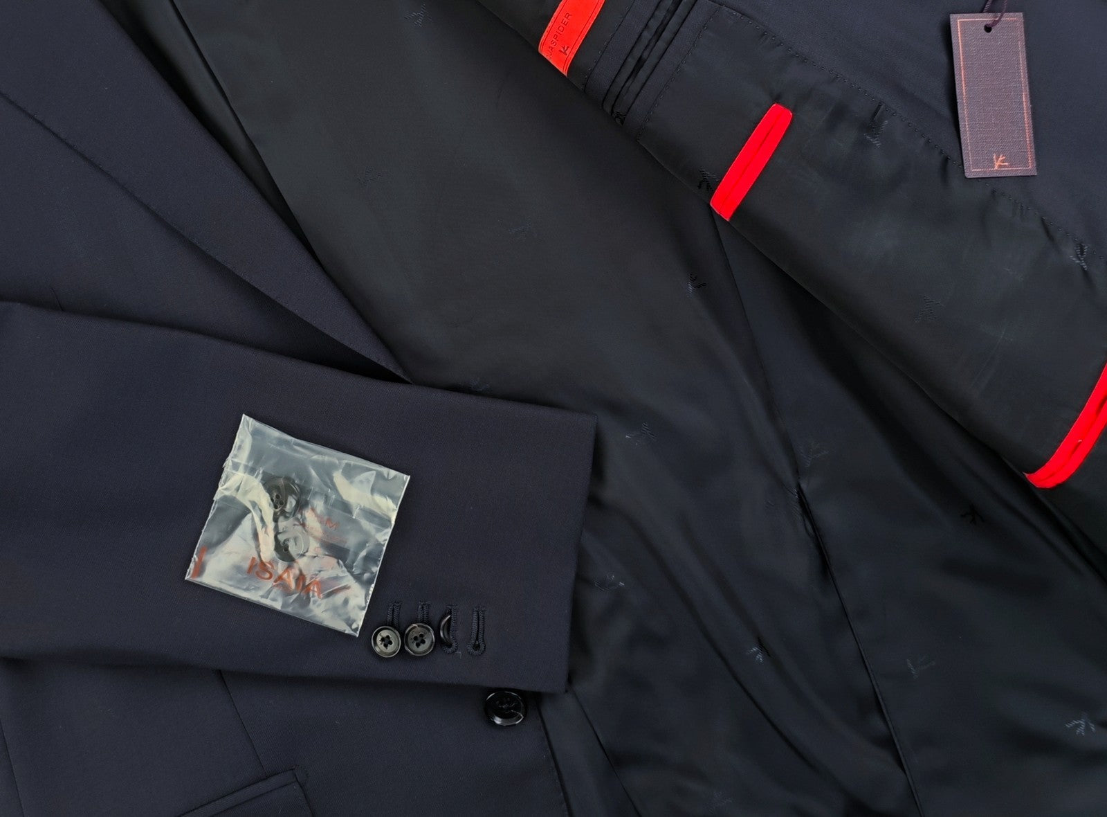 $6500 ISAIA NAPOLI "Aquaspider" Blue Navy Solid Hand-Sewn Suit Wool