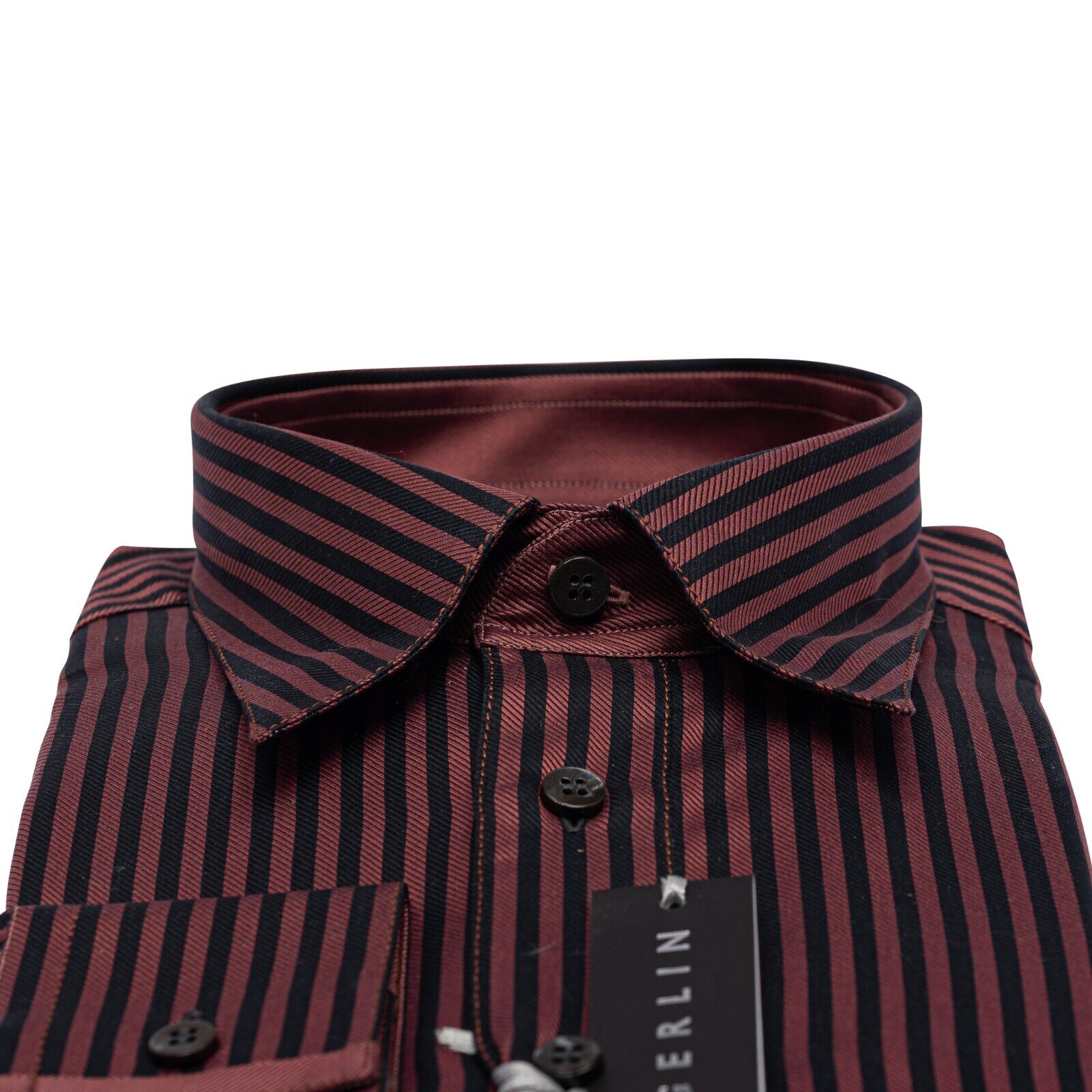 690$ LUXURY GERLIN Shirt Striped Rust ALUMO Twill Cotton 16 41 3E ZILLI