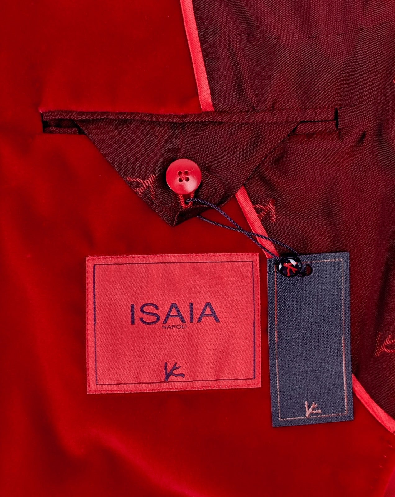 $5300 ISAIA "Capri" Red Peak Lapel Jacket Sport Coat Velvet Cotton