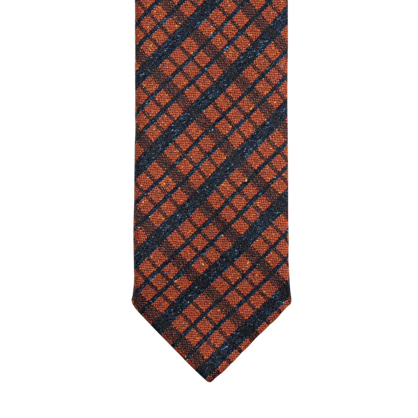 $290 ITALO FERRETTI Tie Check Rust 100% Wool Handmade in Italy BIJAN