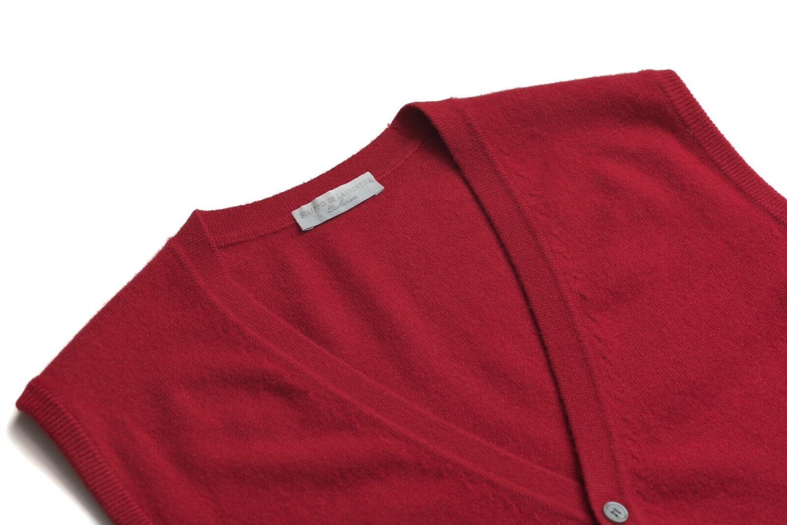 220$ FILIPPO DE LAURENTIIS Red Sweater Cardigan 100% Cashmere Made in Italy