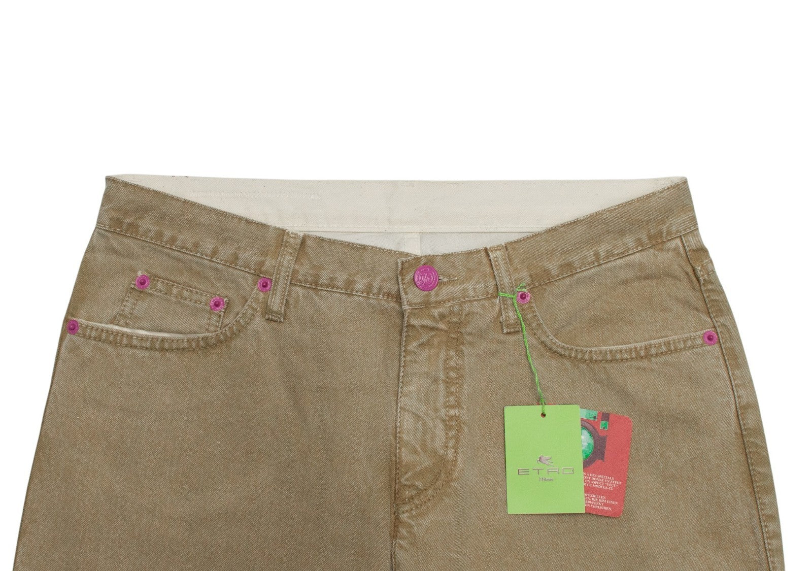 850$ ETRO MILANO Pant Jeans Beige Cotton Denim Bootcut - Made in Italy