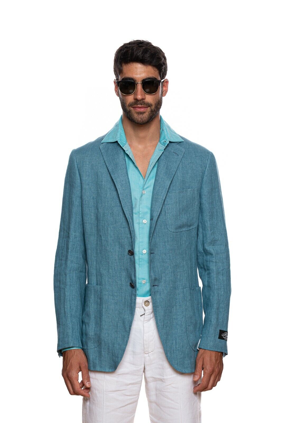 BELVEST Hand Made in Italy Jacket Blazer Pure Linen Aquamarine 40 US 50 EU 7 L