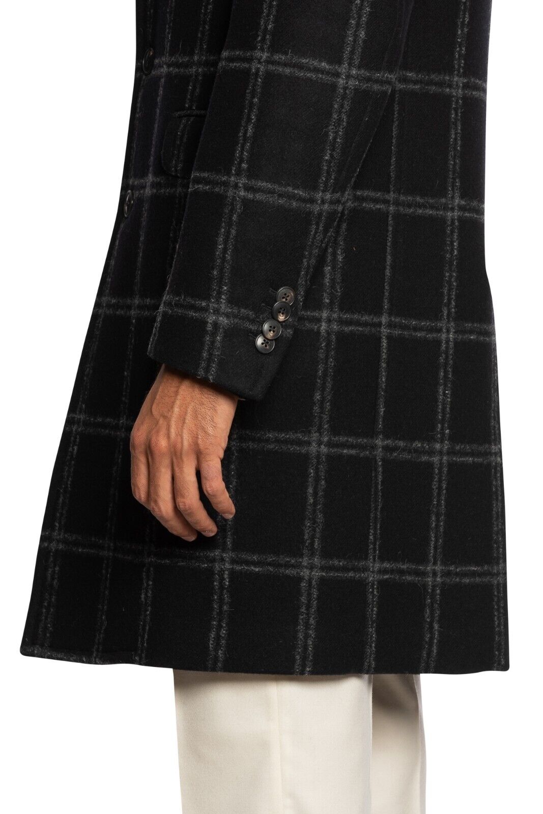 $1600 BOGLIOLI Single Braested Black Coat K.Jacket Flannel Wool 38 US / 48 EU