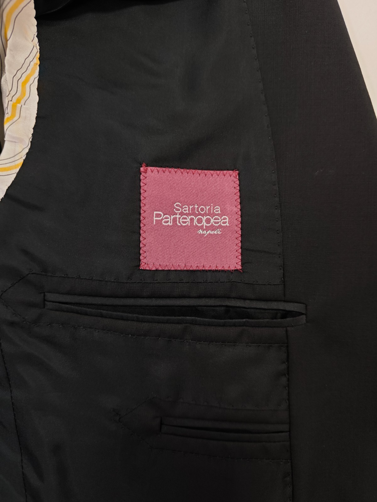 $2500 SARTORIA PARTENOPEA NAPOLI Handmade Black Suit Wool 38 US / 48 EU 6R