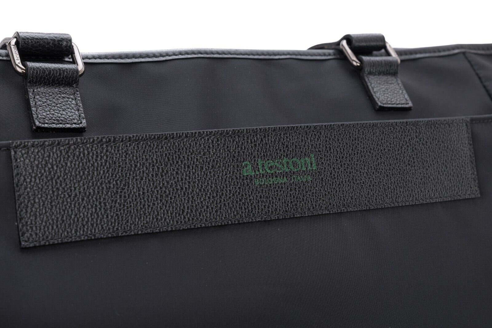 $840 Testoni Bologna Shopping Bag Work Bag Shoulder Strap Karibu Calf + Fabric