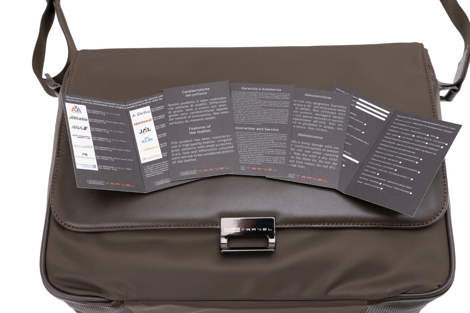 $860 Testoni TRAVEL Mud Hand Luggage Briefcase Calf + Fabric + Pc Case