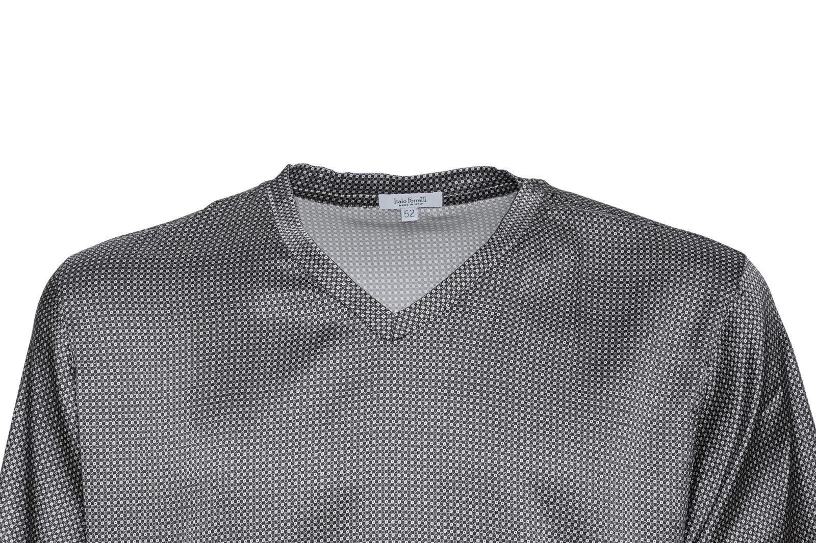 750$ ITALO FERRETTI T-Shirt Gray "V-Neck 100% Silk COMO 42 US / 52 EU ZILLI