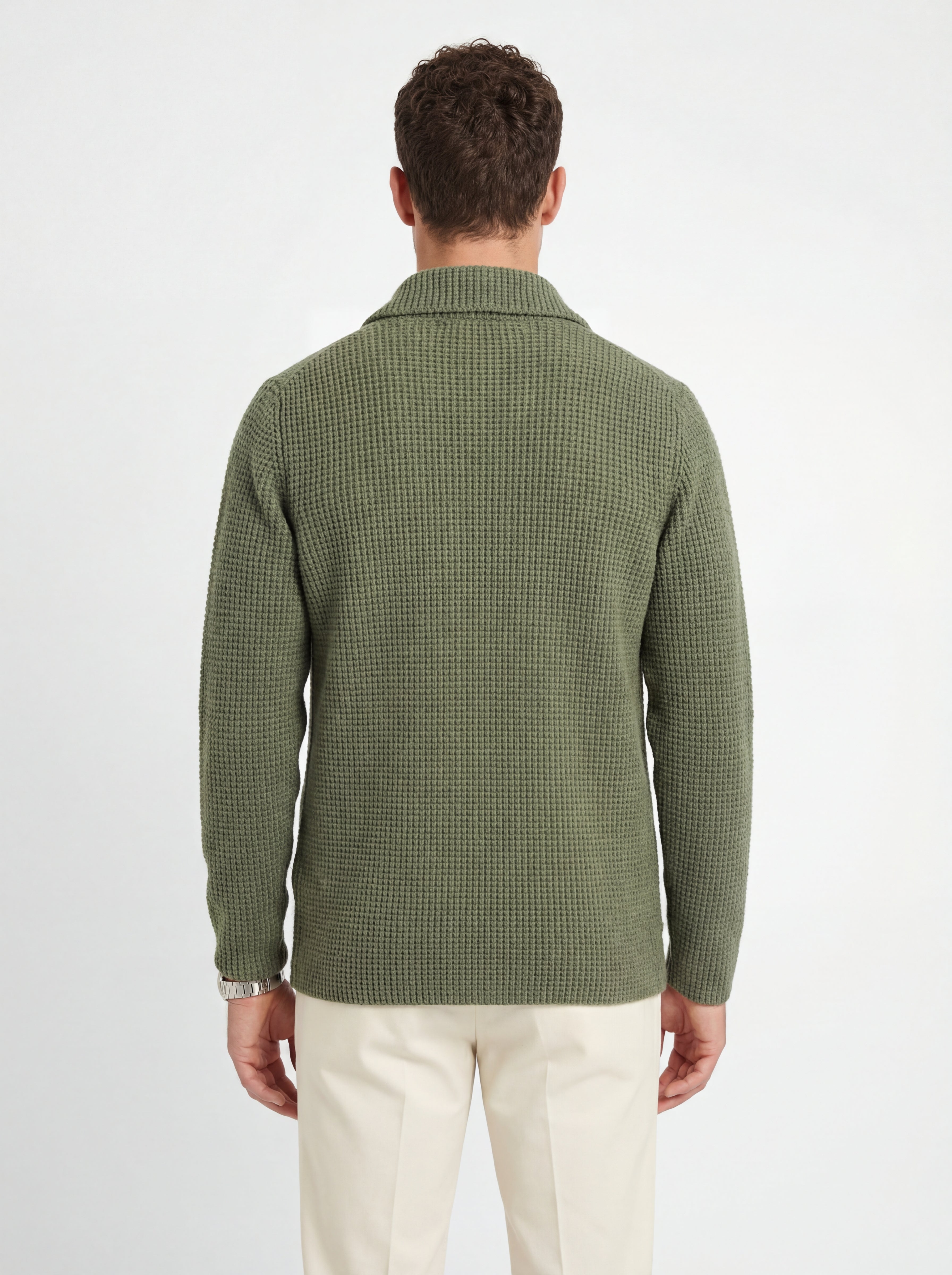 RUBINACCI NAPOLI Cardigan Jacket 100% Ribbed Cashmere Green