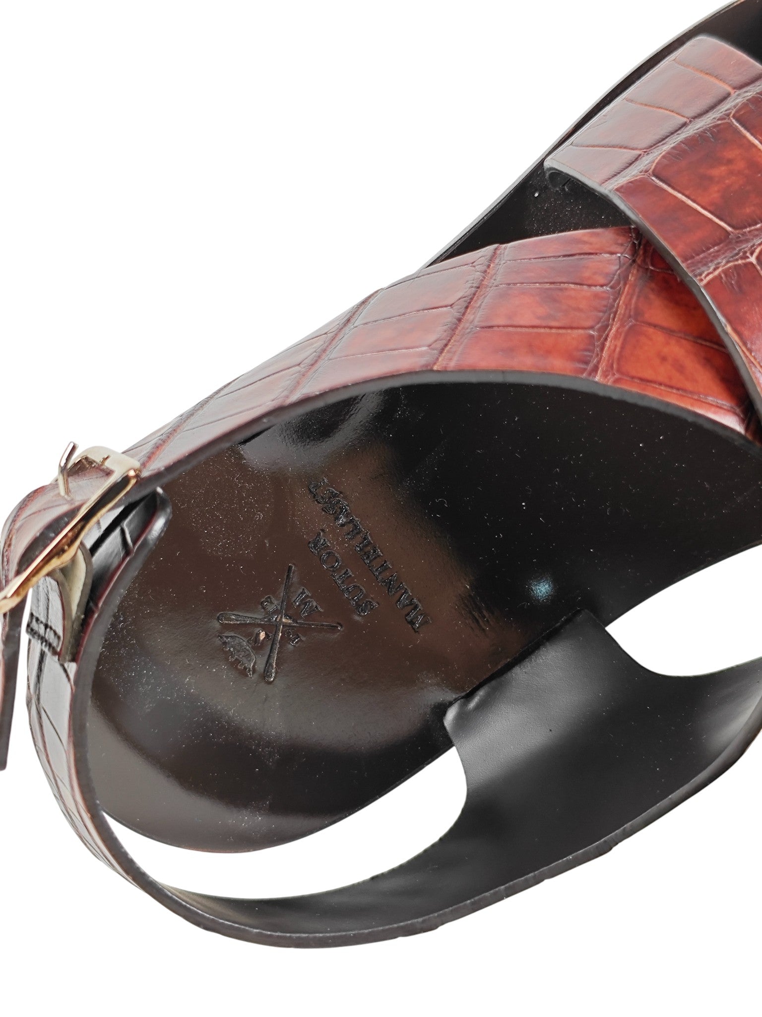 SUTOR MANTELLASSI Brown Sandal Shoes 100% Alligator