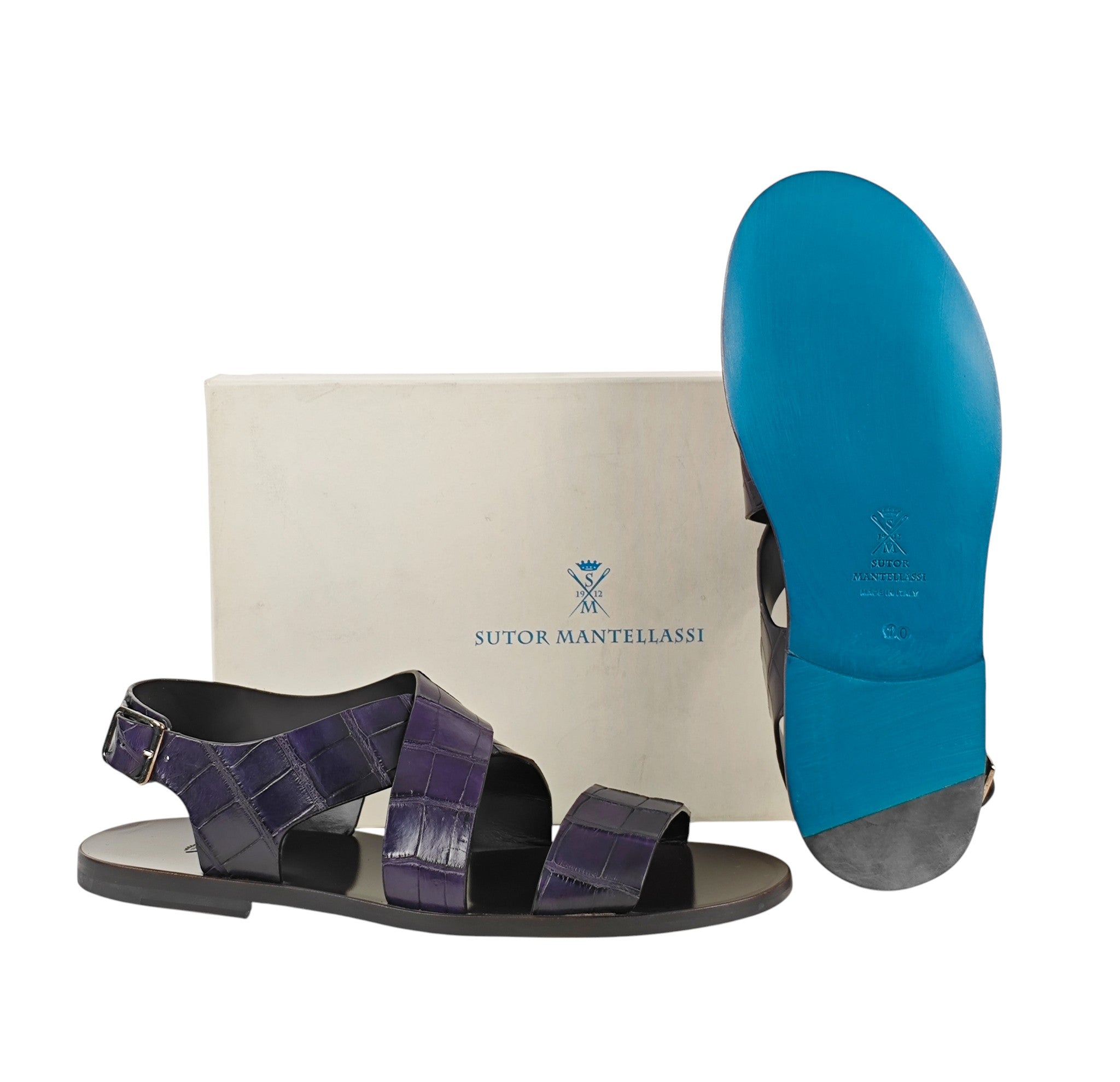 SUTOR MANTELLASSI Purple Sandal Shoes 100% Alligator