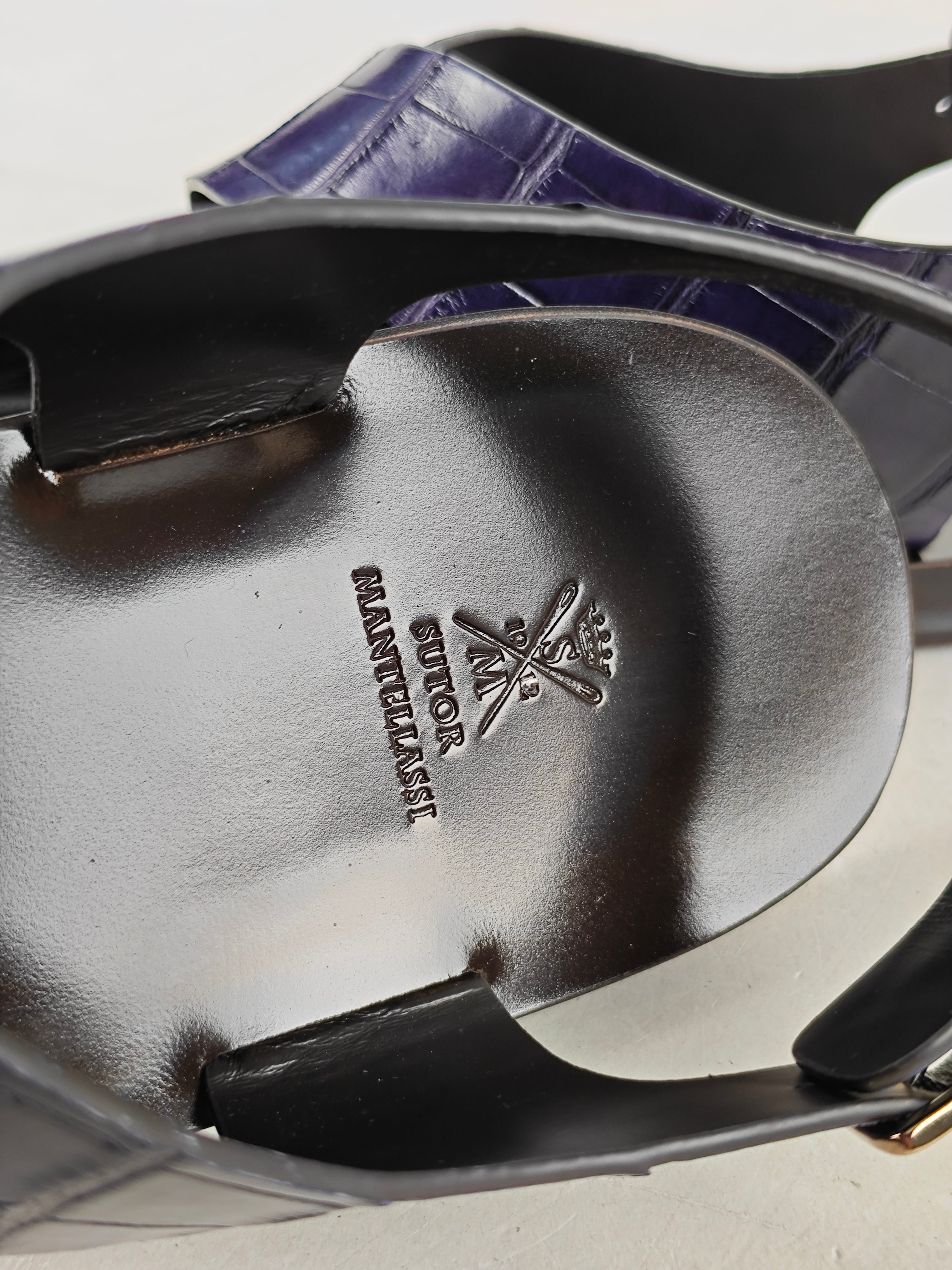 SUTOR MANTELLASSI Purple Sandal Shoes 100% Alligator