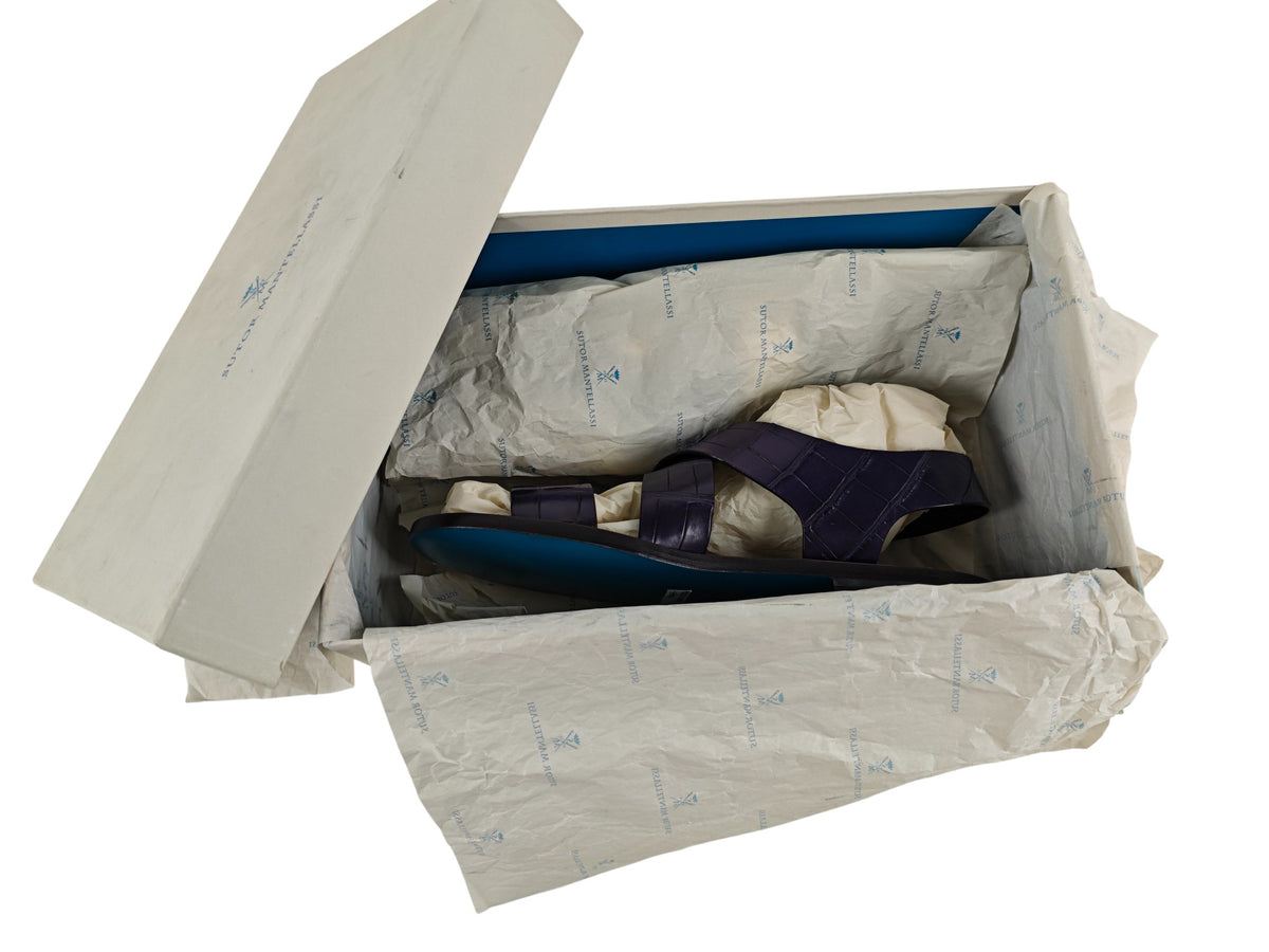 SUTOR MANTELLASSI Sandalo Viola Scarpe 100% Alligatore