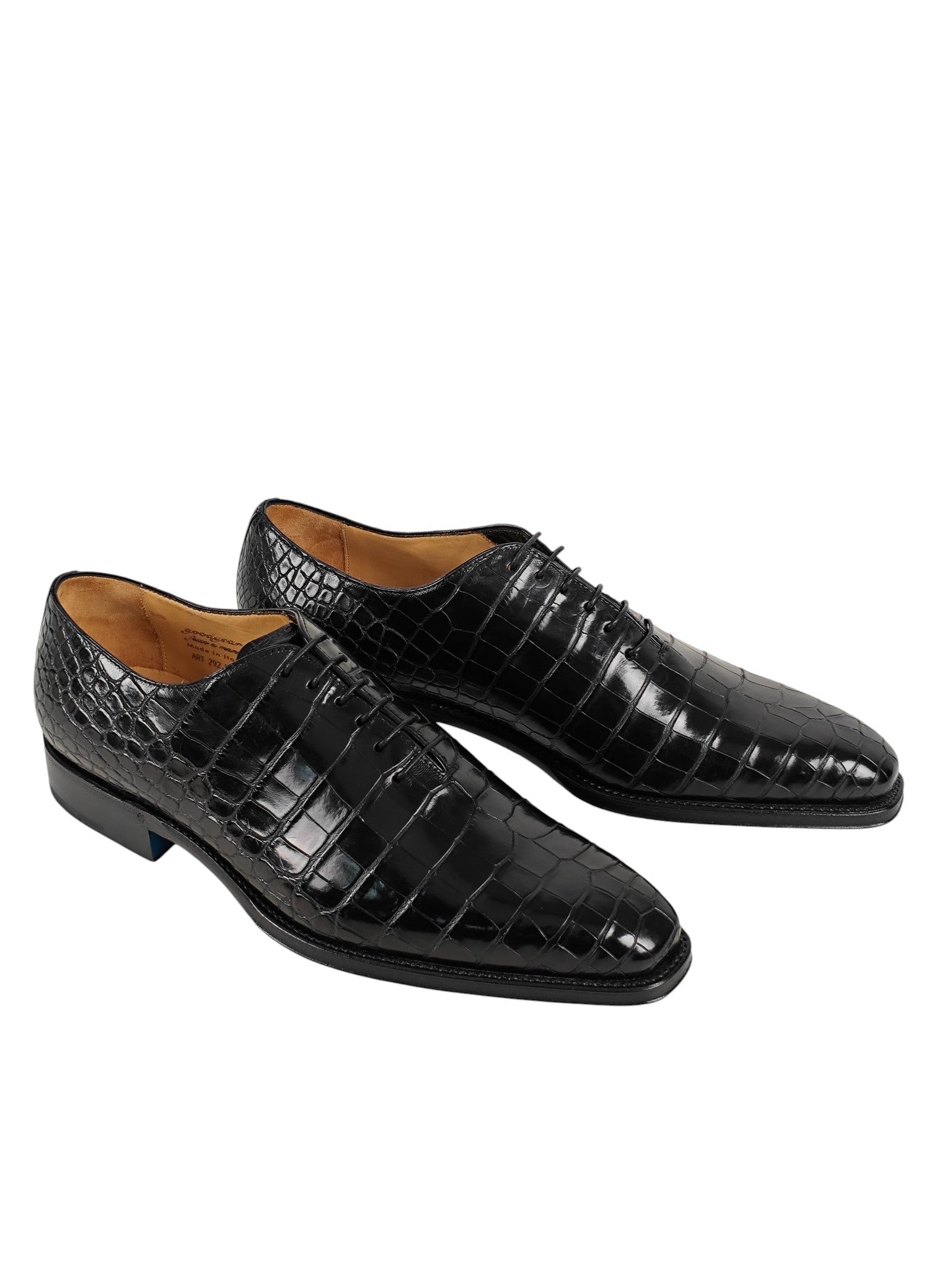 SUTOR MANTELLASSI Black Goodyear Oxford Shoes Genuine Crocodile