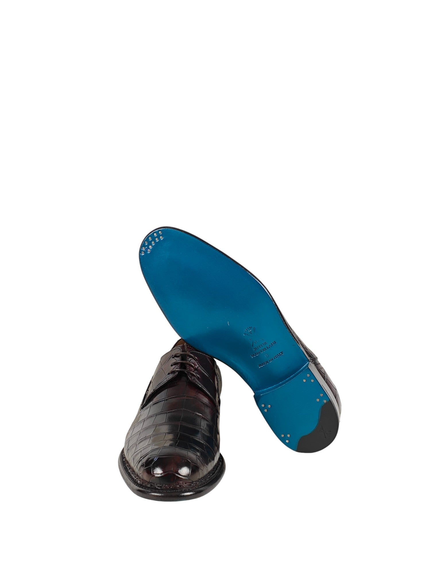 SUTOR MANTELLASSI Brown Goodyear Derby Shoes 100% Alligator