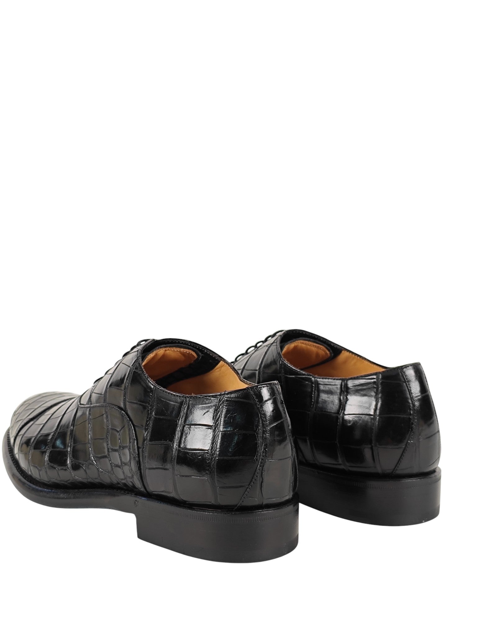SUTOR MANTELLASSI Black Goodyear Oxford Shoes 100% Alligator