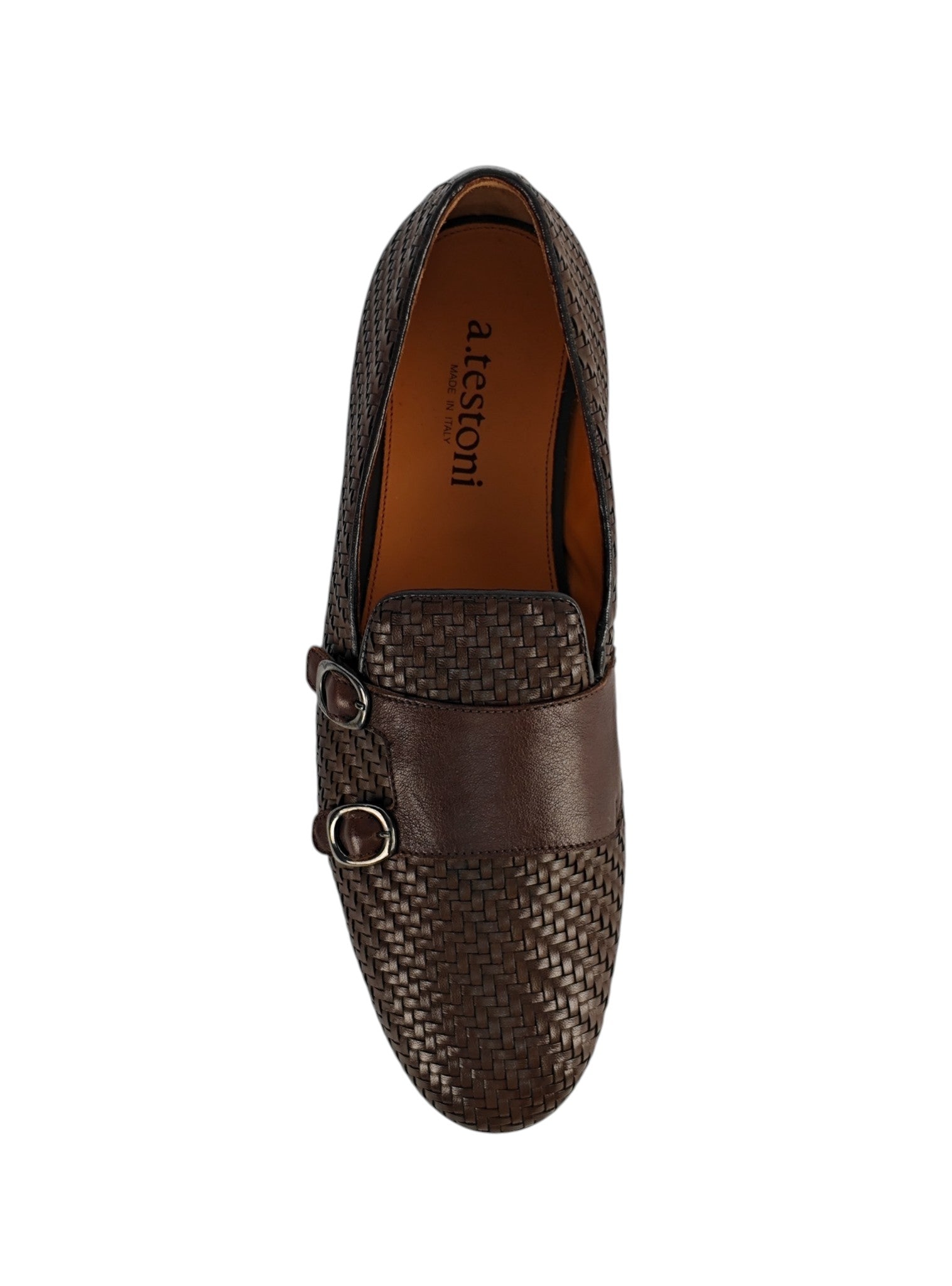 TESTONI Brown Loafer Monk Shoes Woven Calf 8 UK / 9 US / 42 IT
