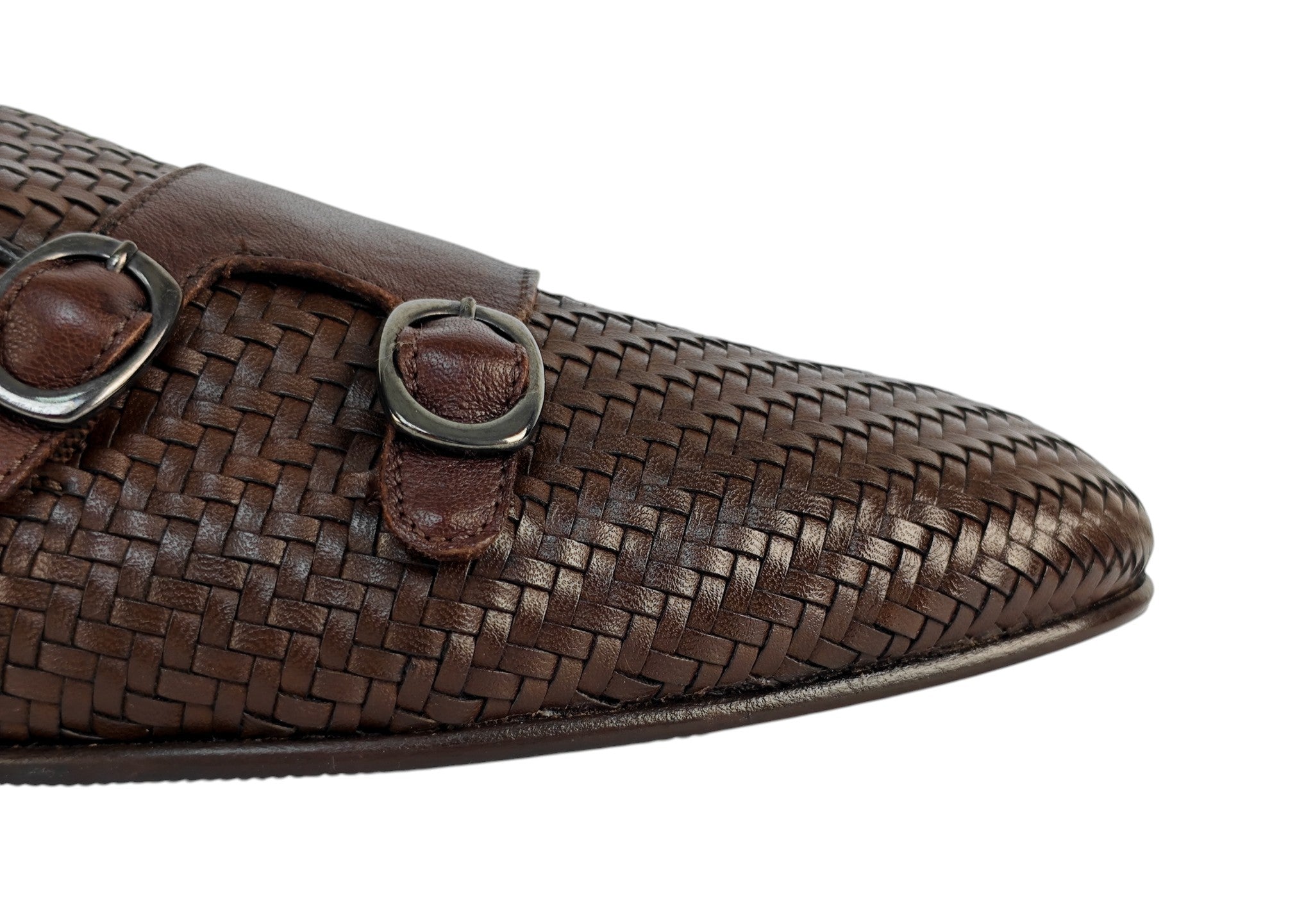 TESTONI Brown Loafer Monk Shoes Woven Calf 8 UK / 9 US / 42 IT