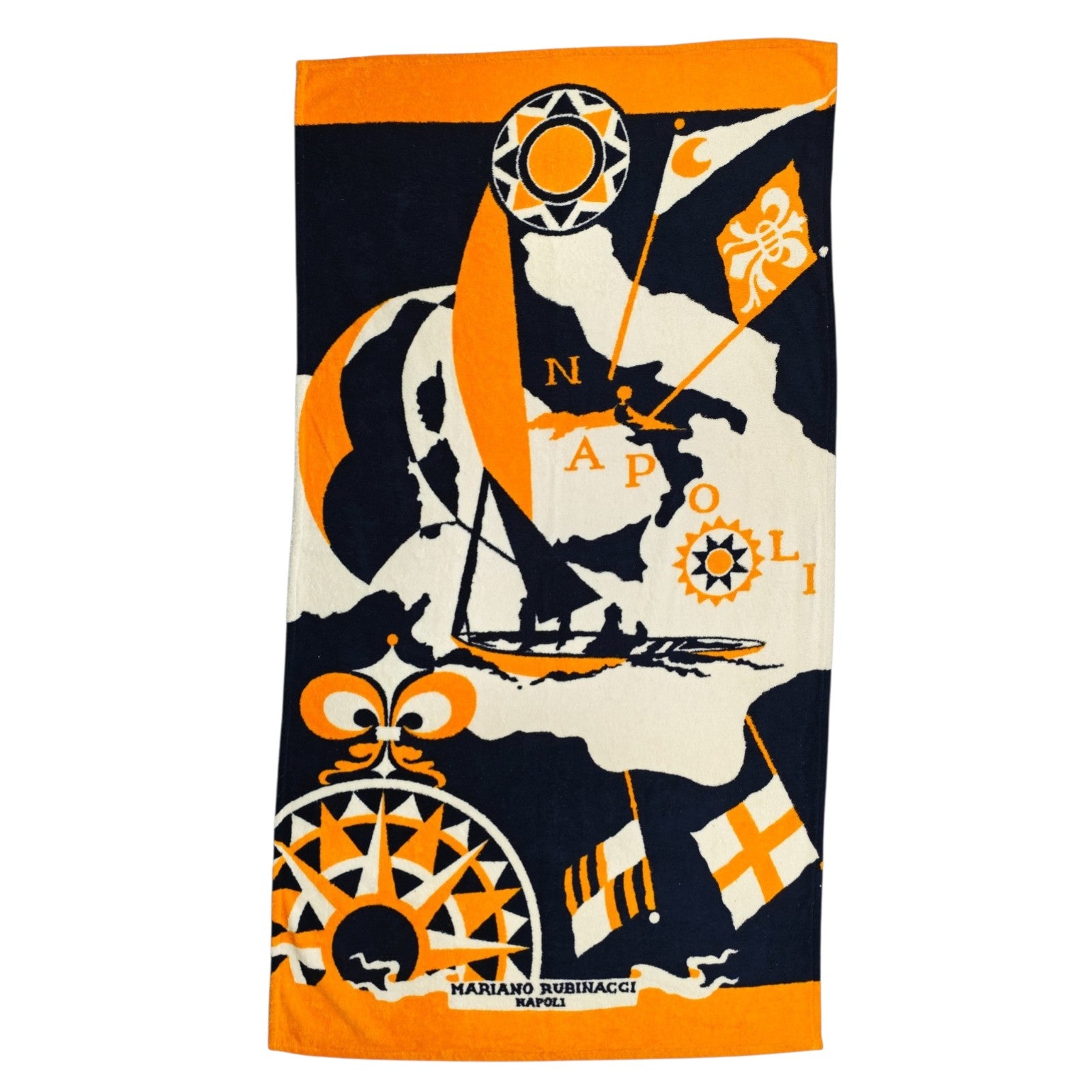 RUBINACCI "Napoli " Nautical Beach Towel 100x180 cm Orange / Blue