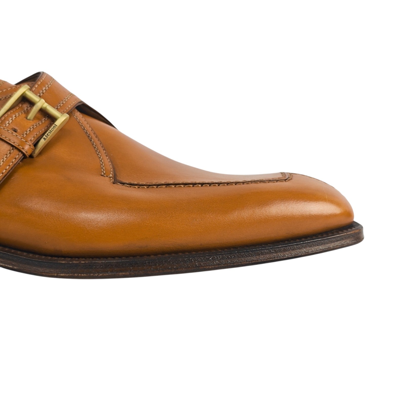 TESTONI Bologna 1929 Scarpe Fibbia Vitello Lavato Caramello 8 UK / 9 US / 42 IT