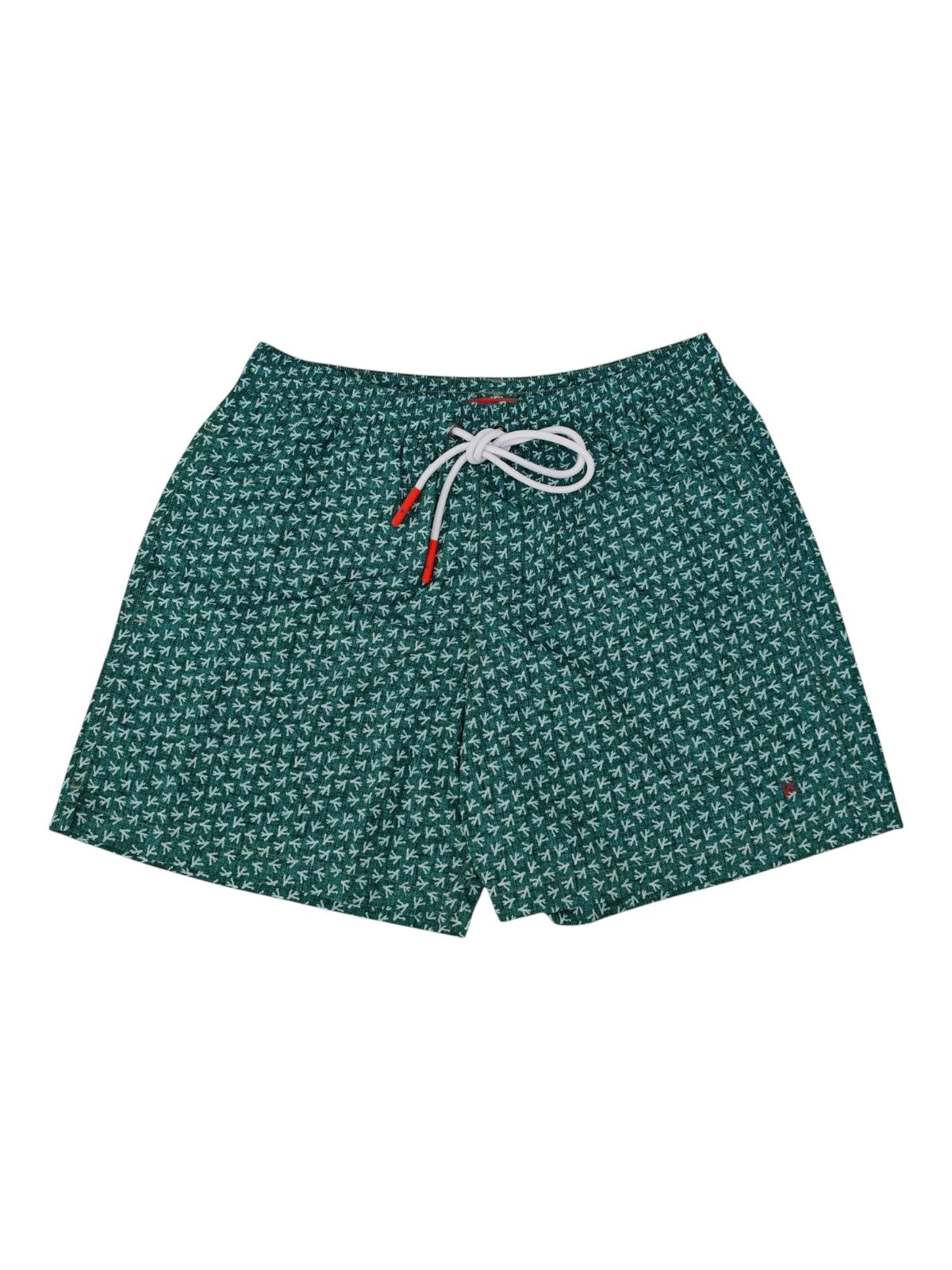 ISAIA NAPOLI "Coral" Green Printed Swimsuit Swim Trunks whit Drawstring Waist