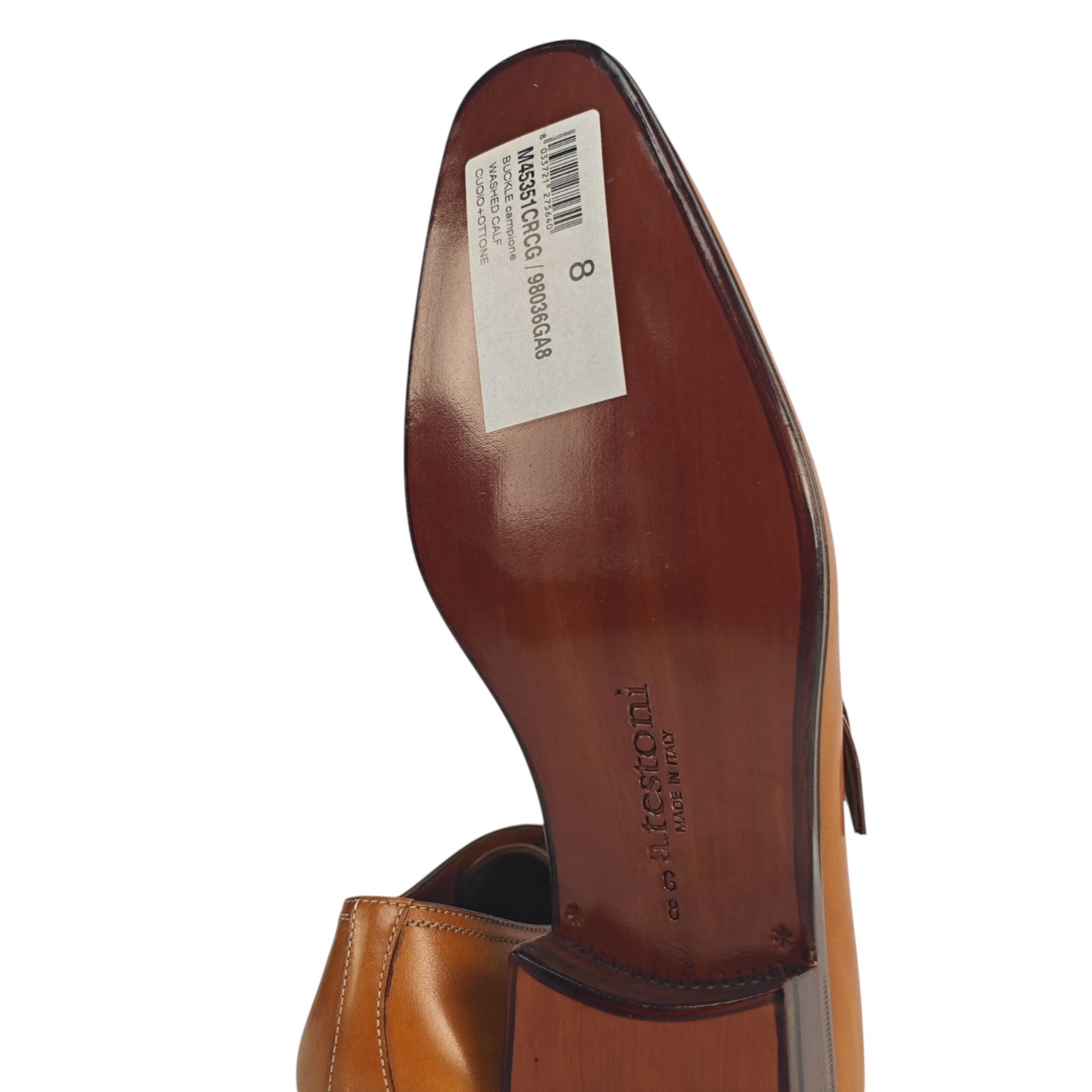 TESTONI Bologna 1929 Scarpe Fibbia Vitello Lavato Caramello 8 UK / 9 US / 42 IT