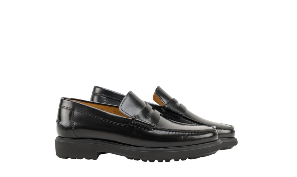 1050$ TESTONI "Mocs" Penny Loafer Shoes Calf Black 8 UK / 9 US / 42 IT
