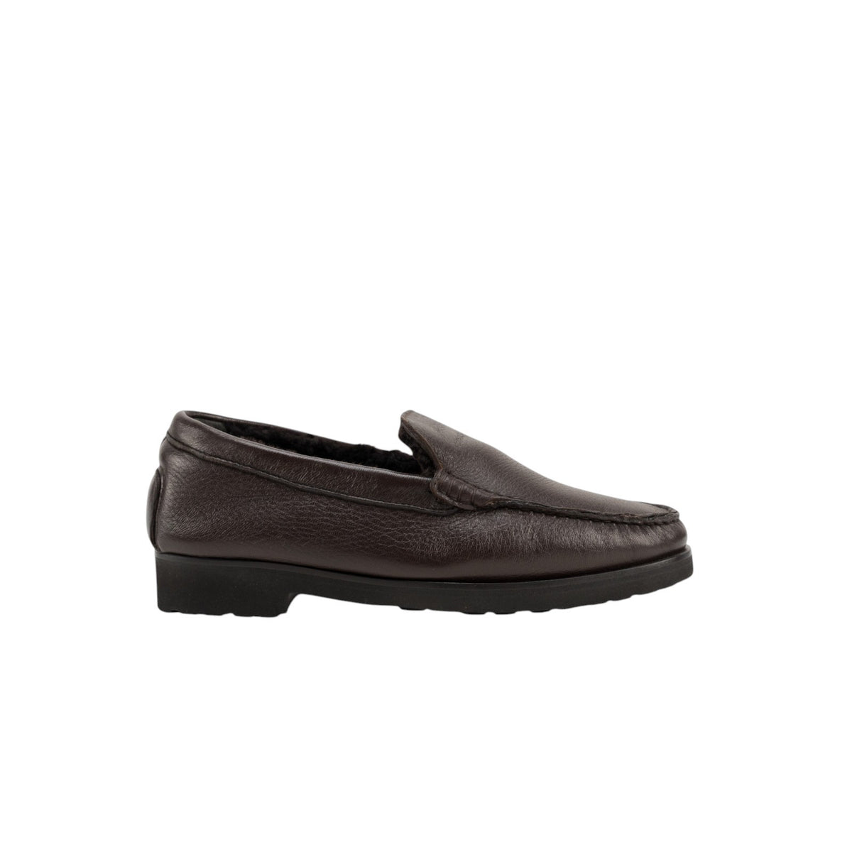 1300$ TESTONI "Gargano" Loafer Shoes Deer + Fur Lining Cigar 8 UK / 9 US / 42 IT