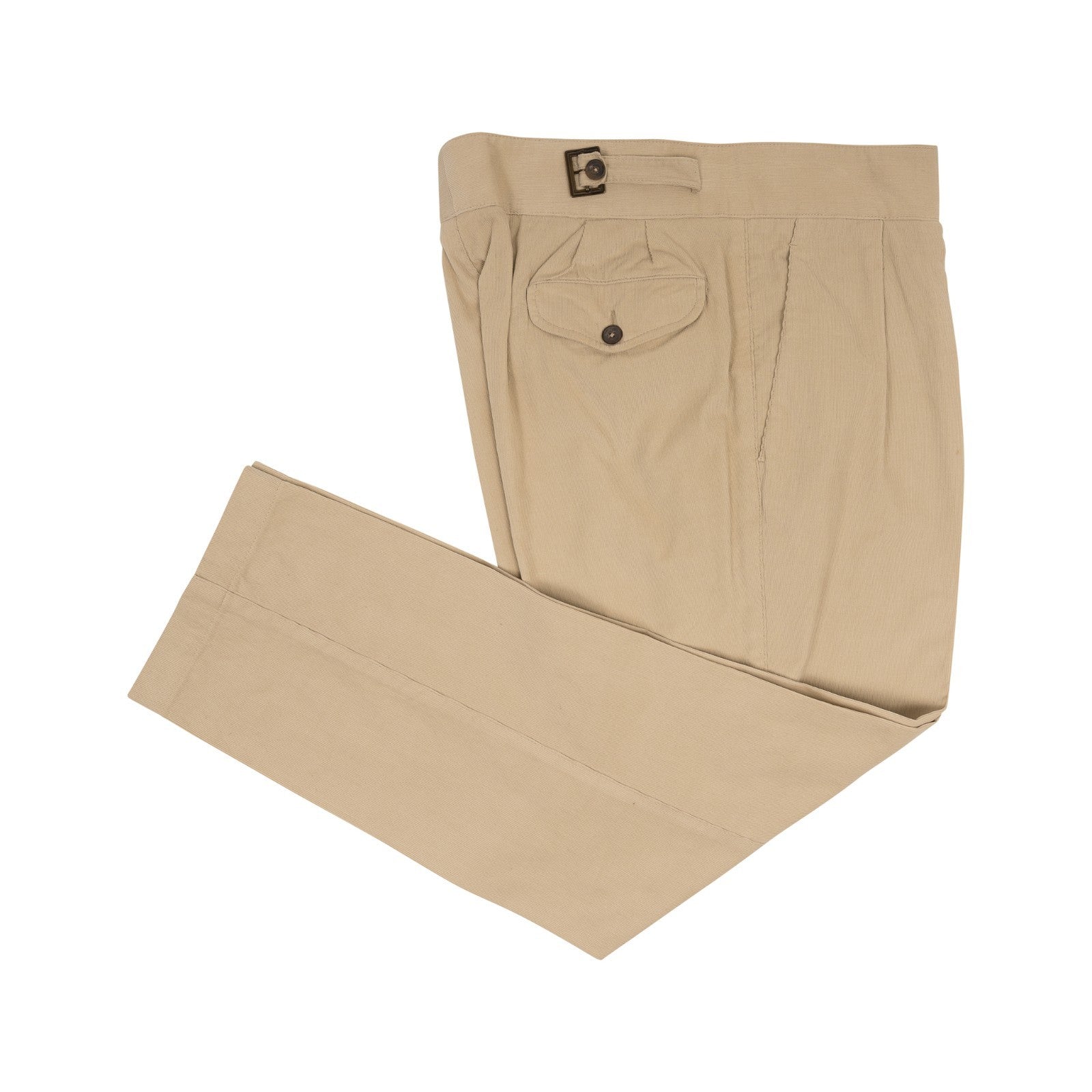 590$ RUBINACCI NAPOLI "Manny" Cream Pant Corduroy Cotton High Rise 32 US / 48 EU