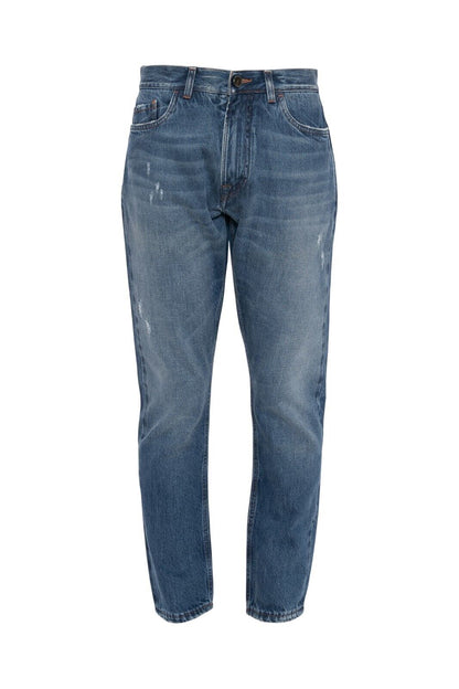 690$ ISAIA NAPOLI Blue Scratch Denim Jeans Trousers Pant Cotton 32 US / 48 EU