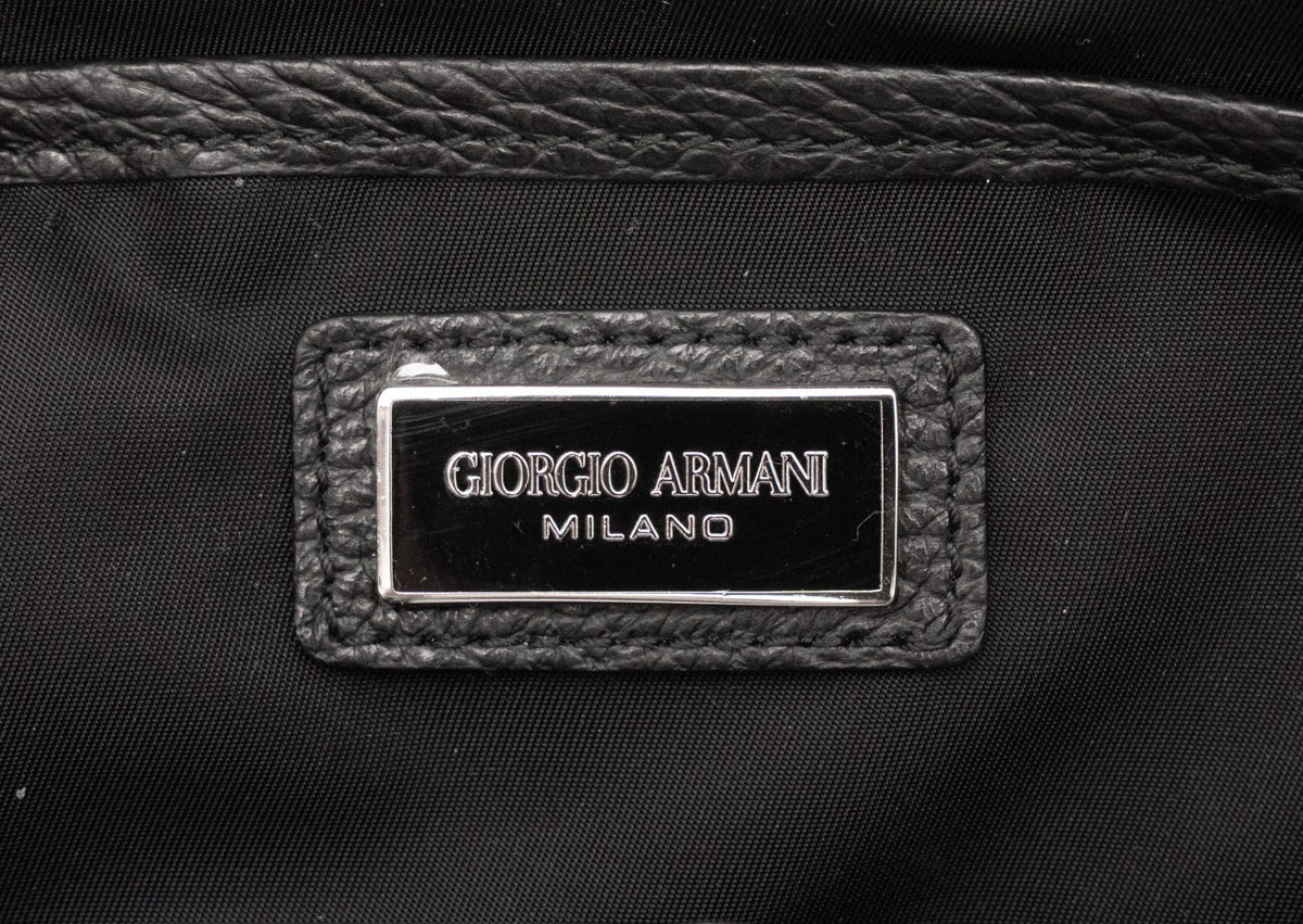 800$ GIORGIO ARMANI Beauty Case Cognac Black Tech Fabric + Leather Wrist Strap