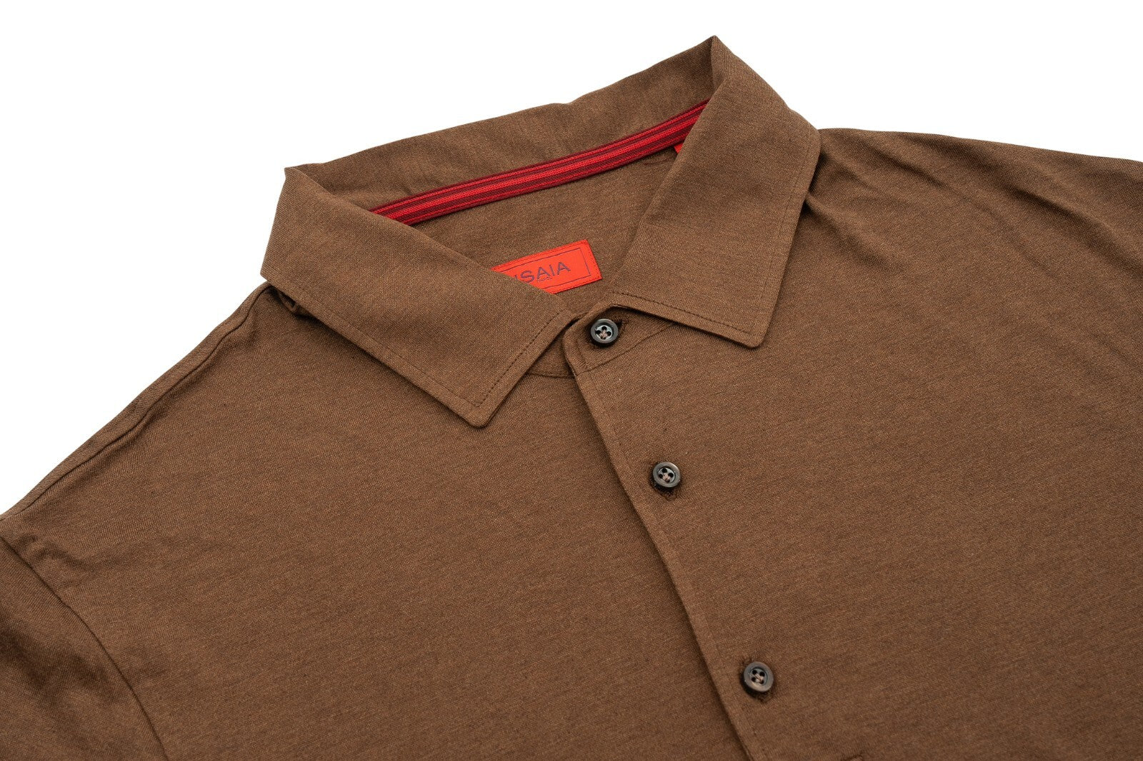 1300$ ISAIA NAPOLI Brown Polo Sweater Short Sleeve 100% Wool Size L